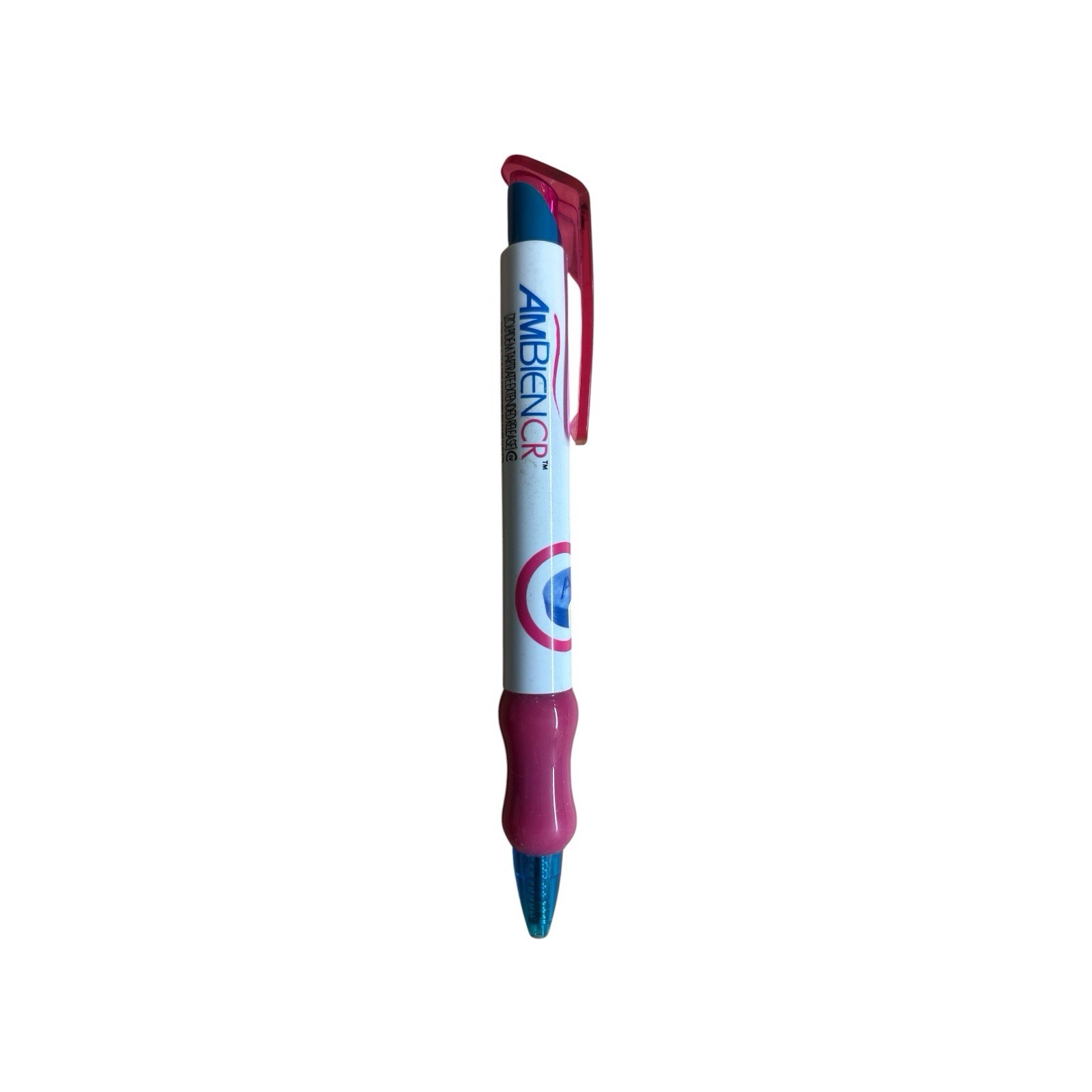 Ambien CR Pen Pink & Blue Drug Rep Pharmaceutical Promo Advertising Black Ink