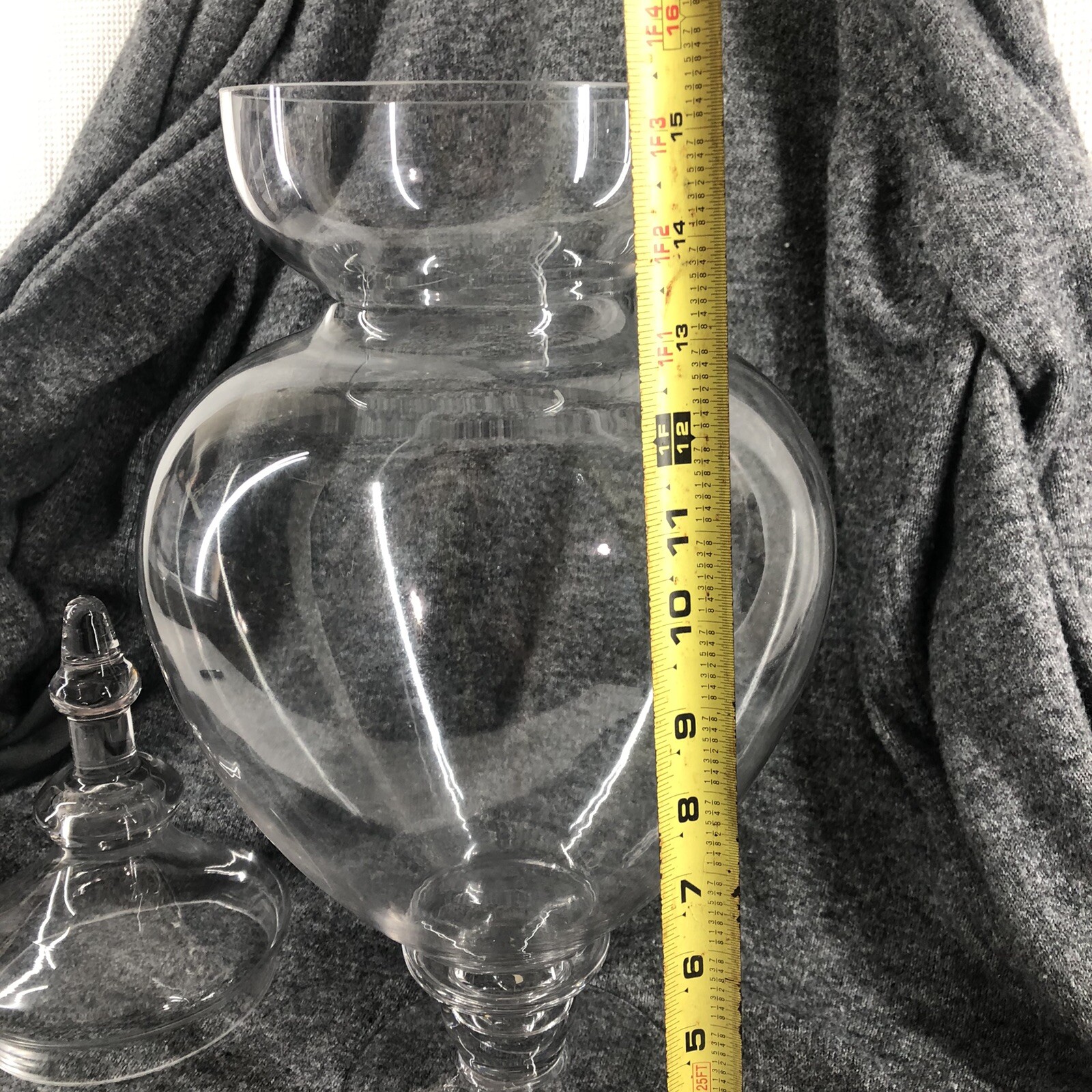 HUGE Vintage Ribbed & Footed Glass Chemist Carboy / Apothecary Display Jar