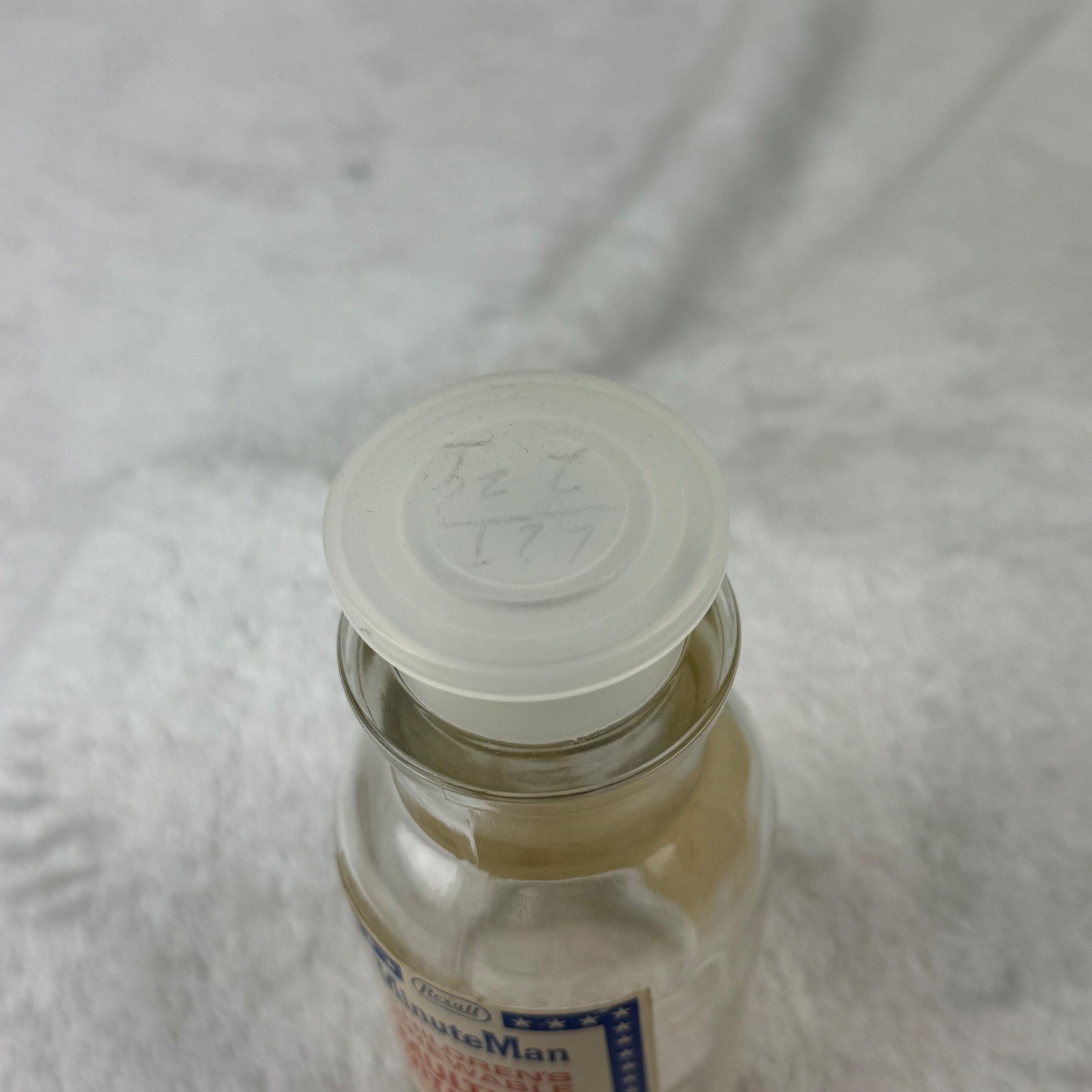 Vintage Rexall MinuteMan Childrens Chewable Multiple Vitamins Glass Bottle 4.5″
