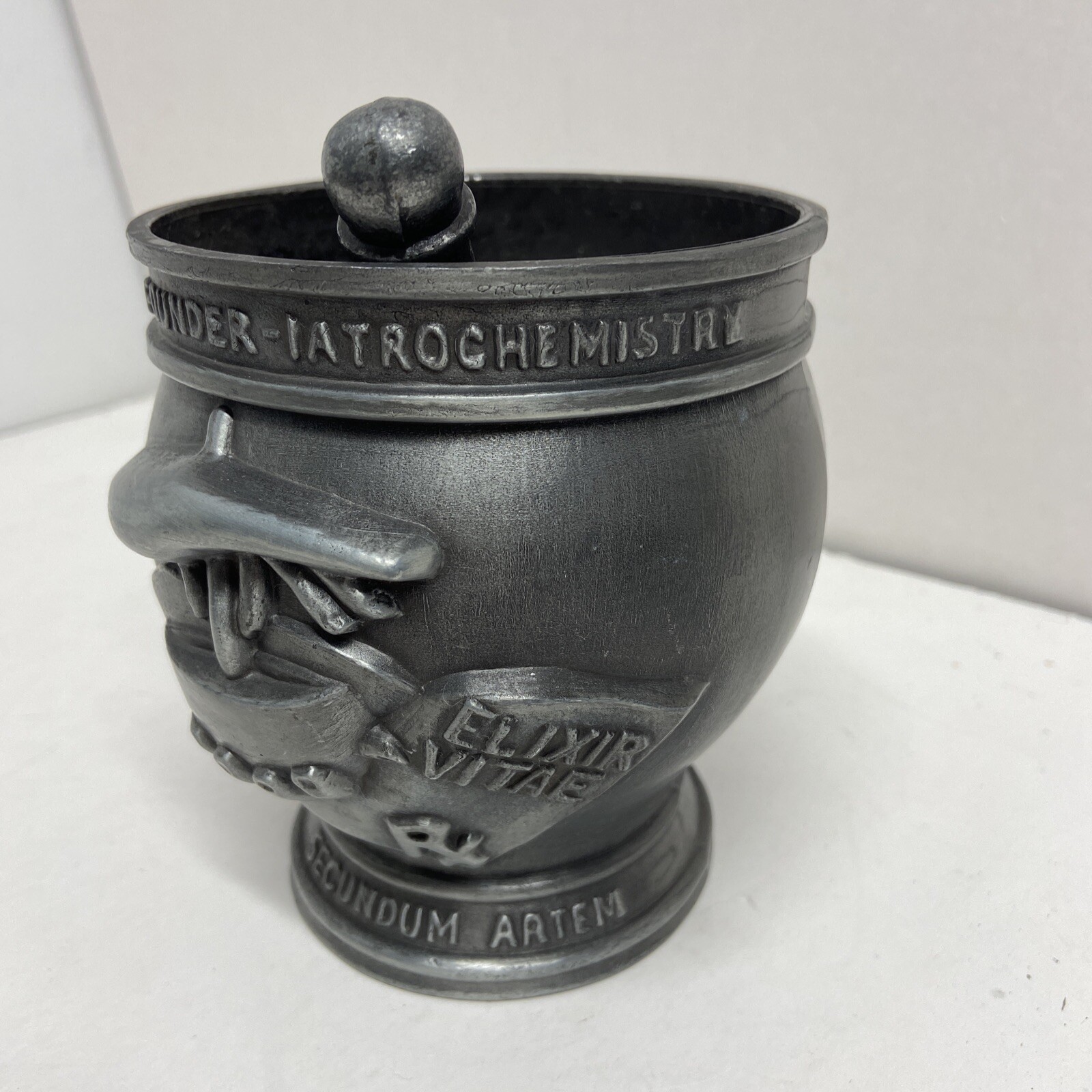 Vintage Pewter Mortar & Pestle Display Only By Schering Corp.