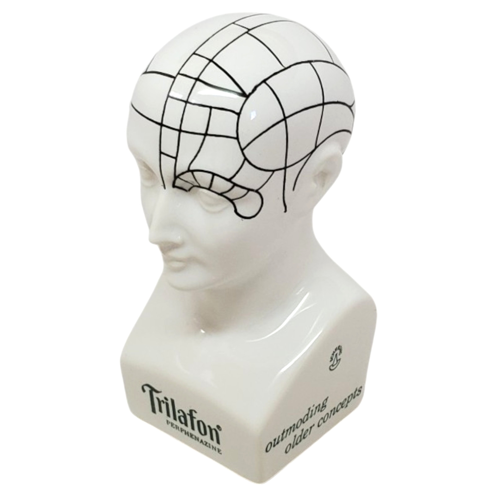 Schering TRILAFON Tranquilizer Phrenology Head Ceramic Bust Figurine 1960s – D