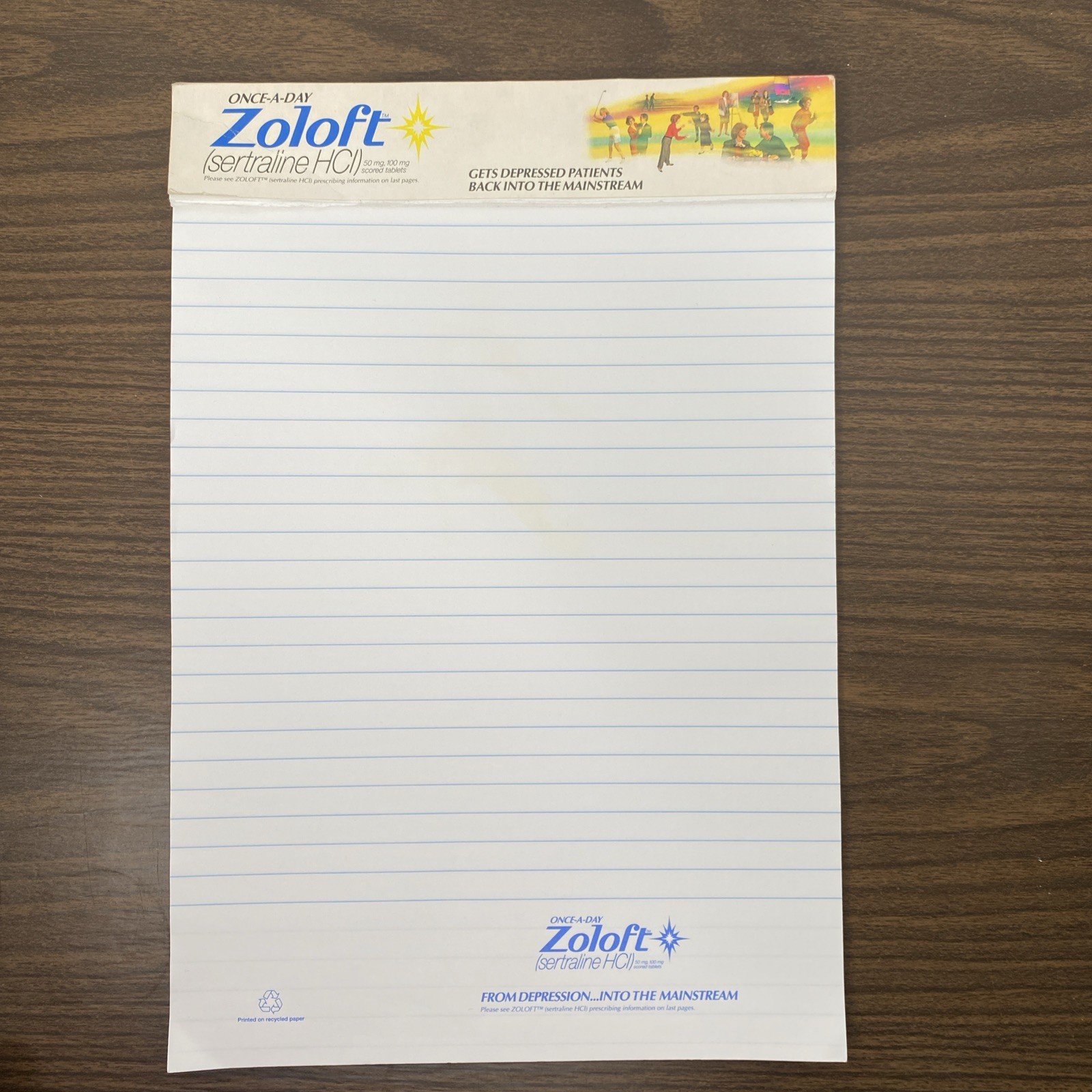 VTG 1992 Zoloft Drug Rep Collectible Doctor Notepad 8.5 x 12.5” Pharmaceutical