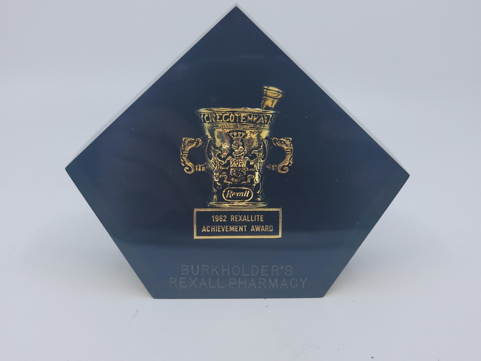 1962 Rexall Rexallite Achievement Award Pharmacy Pharmaceutical Antique