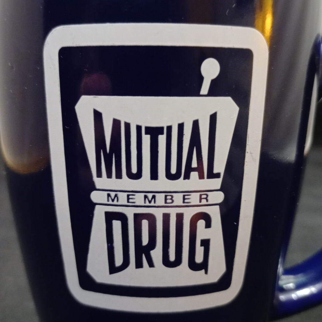 Mutual Drug Member Advertising Large Dark Blue Ceramic Mug
