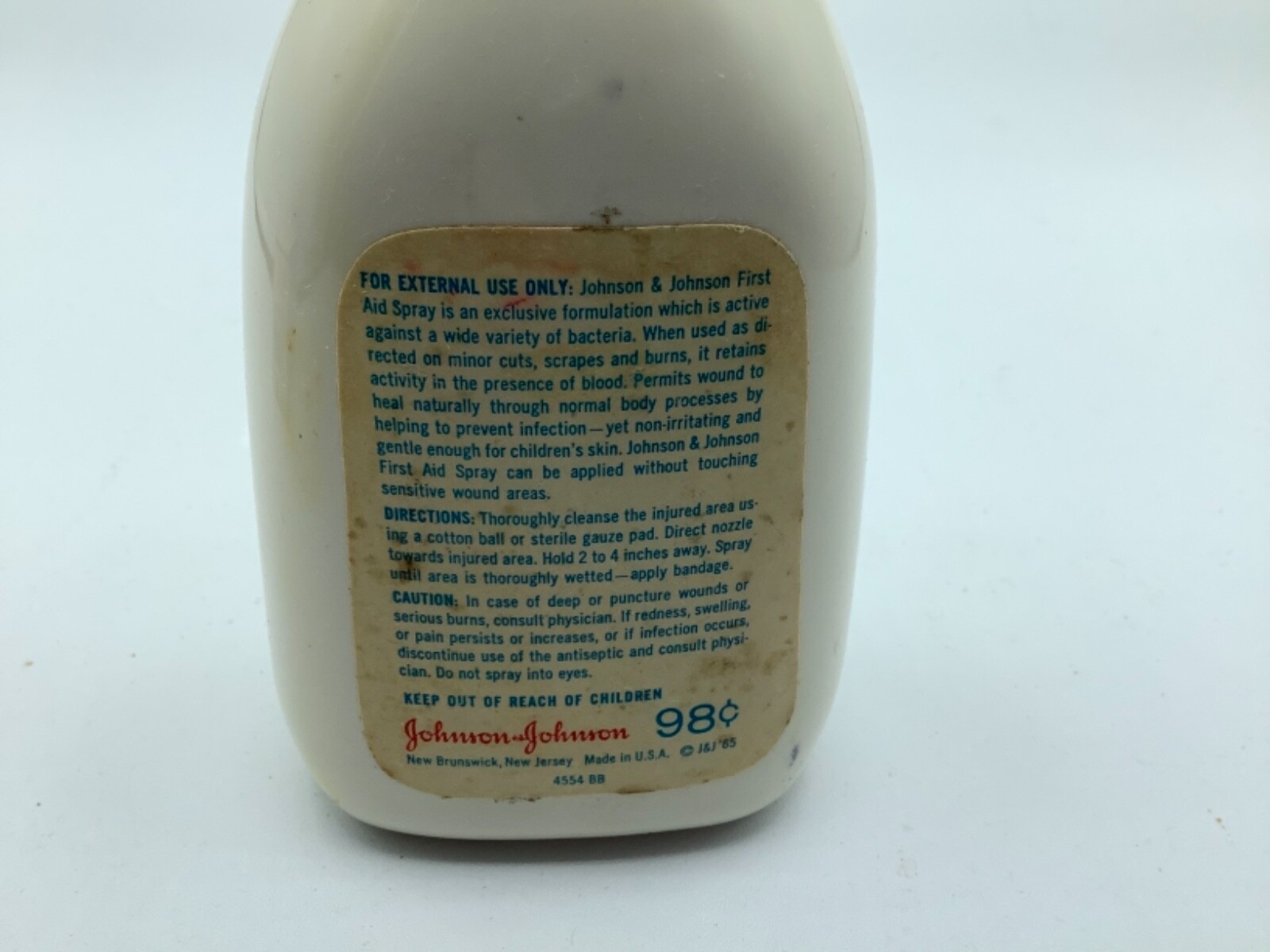 Vintage Johnson & Johnson Old Antiseptic First Aid Spray Pharmaceutical bottle