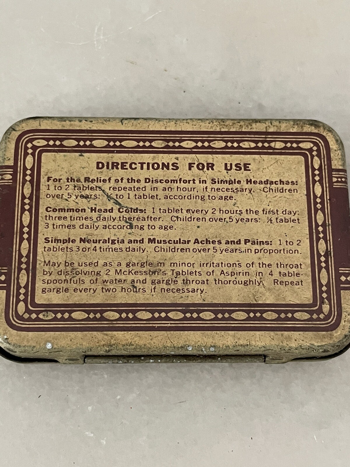 McKesson ASPIRIN TABLETS TIN Vintage Medicinal Tin Container