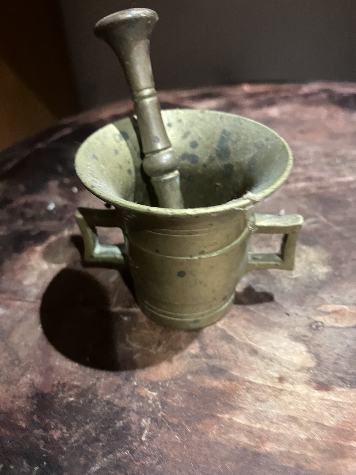 Vintage Brass Small Miniature Double Handled Mortar & Pestle