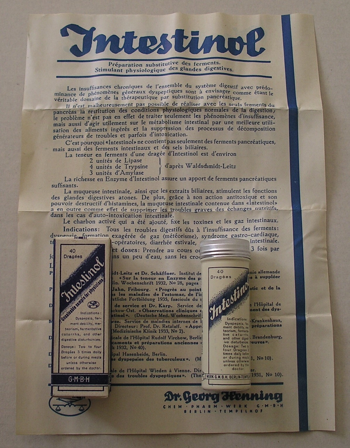 INTESTINOL *COLLECTABLE ANTIQUE VINTAGE GERMAN MEDICINE*