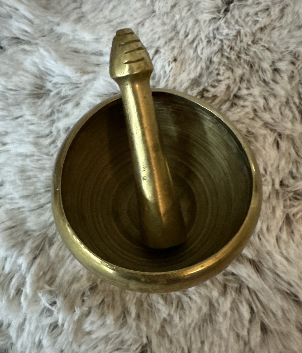 Vintage Solid Brass Small Mortar and Pestle Spice/Herb Grinder Resonant sound