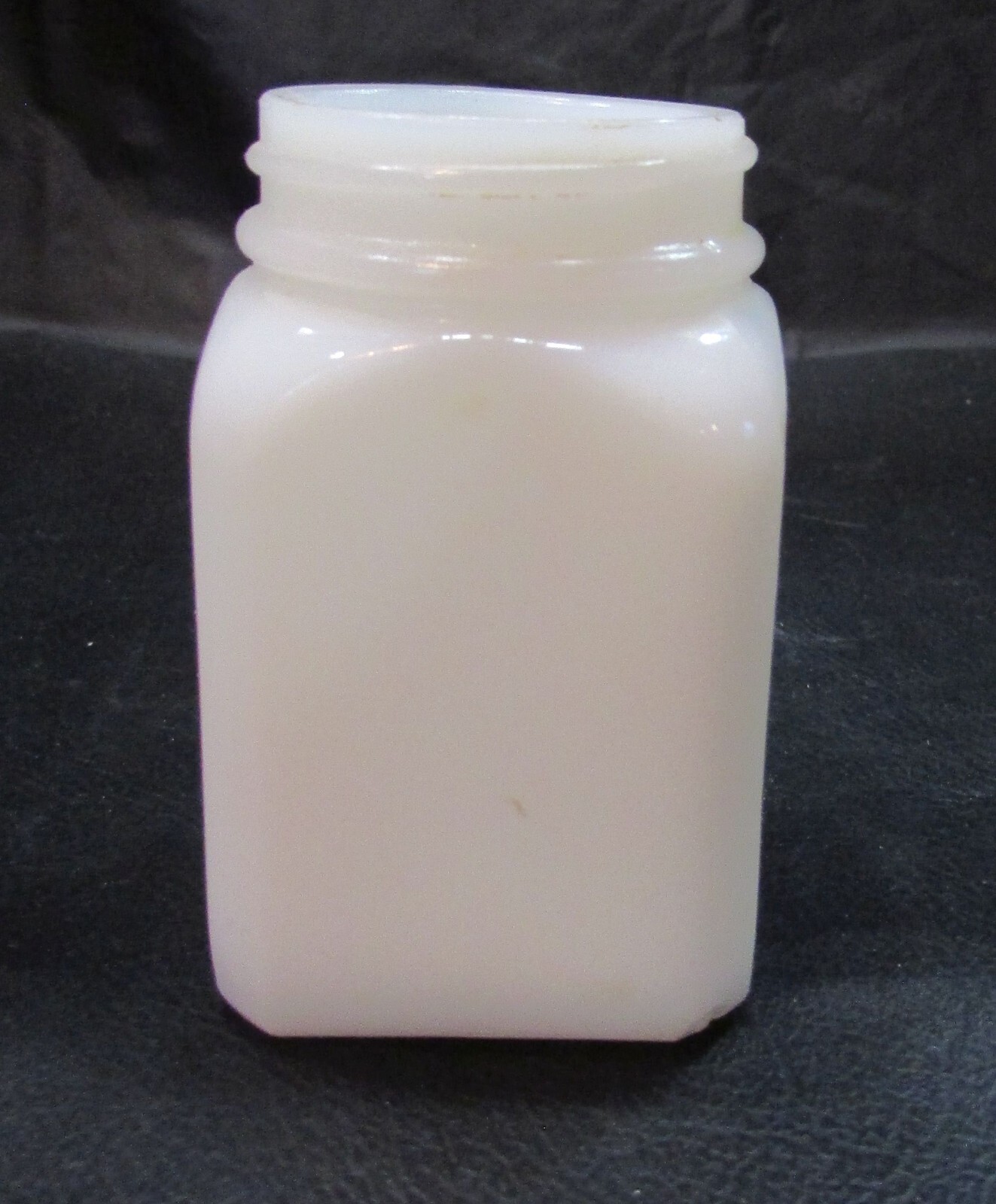Vintage 1940’s White Milk Glass USA 2″ Square 3″ Tall Old Ointment Medicine Jar