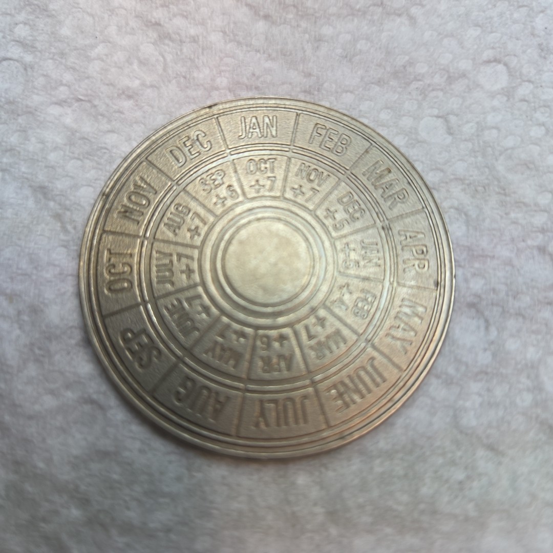 Vintage SQUIBB Pharmaceutical Pregnancy Calendar Obstetrician Silver Color Coin