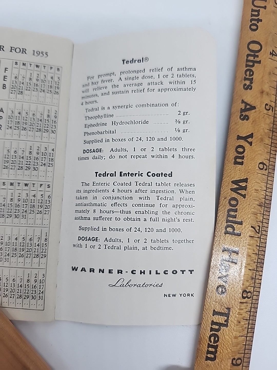 June & July 1955 Warner Chilcott Products Promotional Doctor Memo Book