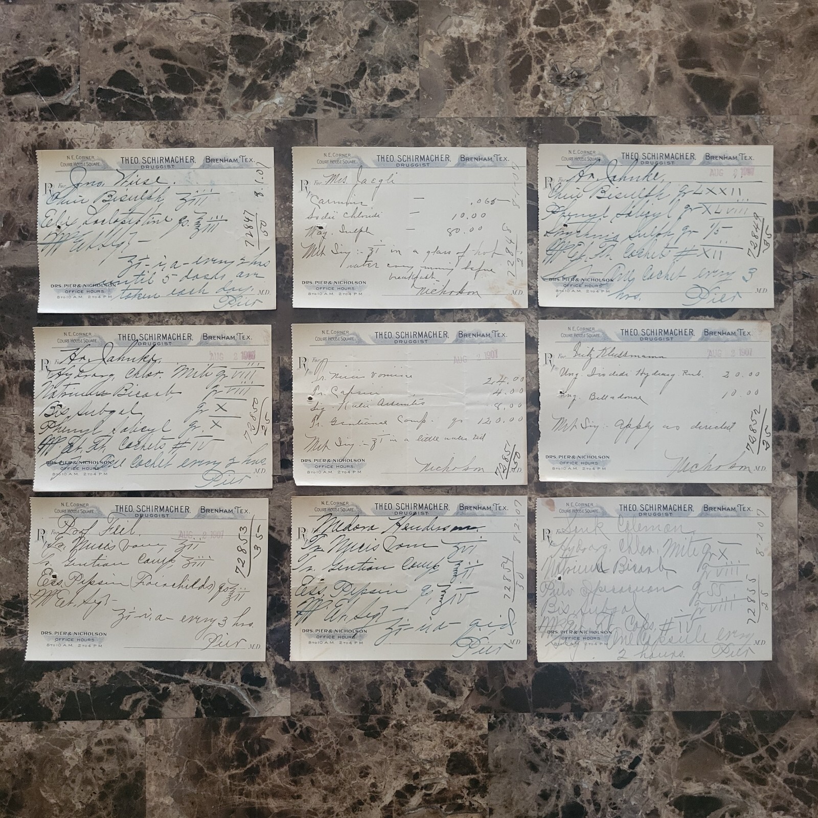 99 serially numbered antique prescriptions (1907) – OPIUM, PAPINE & CODEINE
