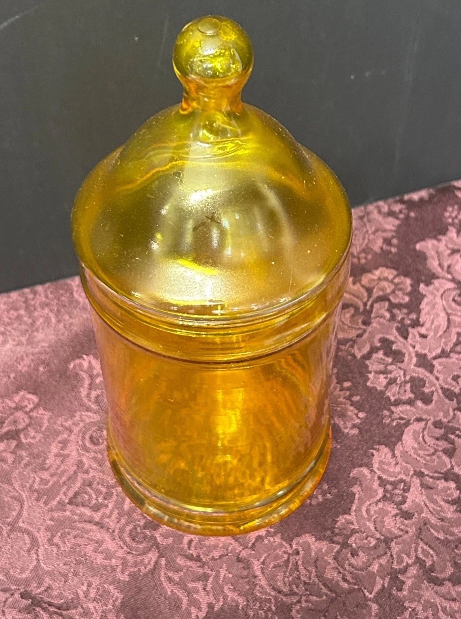Apothecary jar Yellow Glass 6.5″ Candy Container EUC