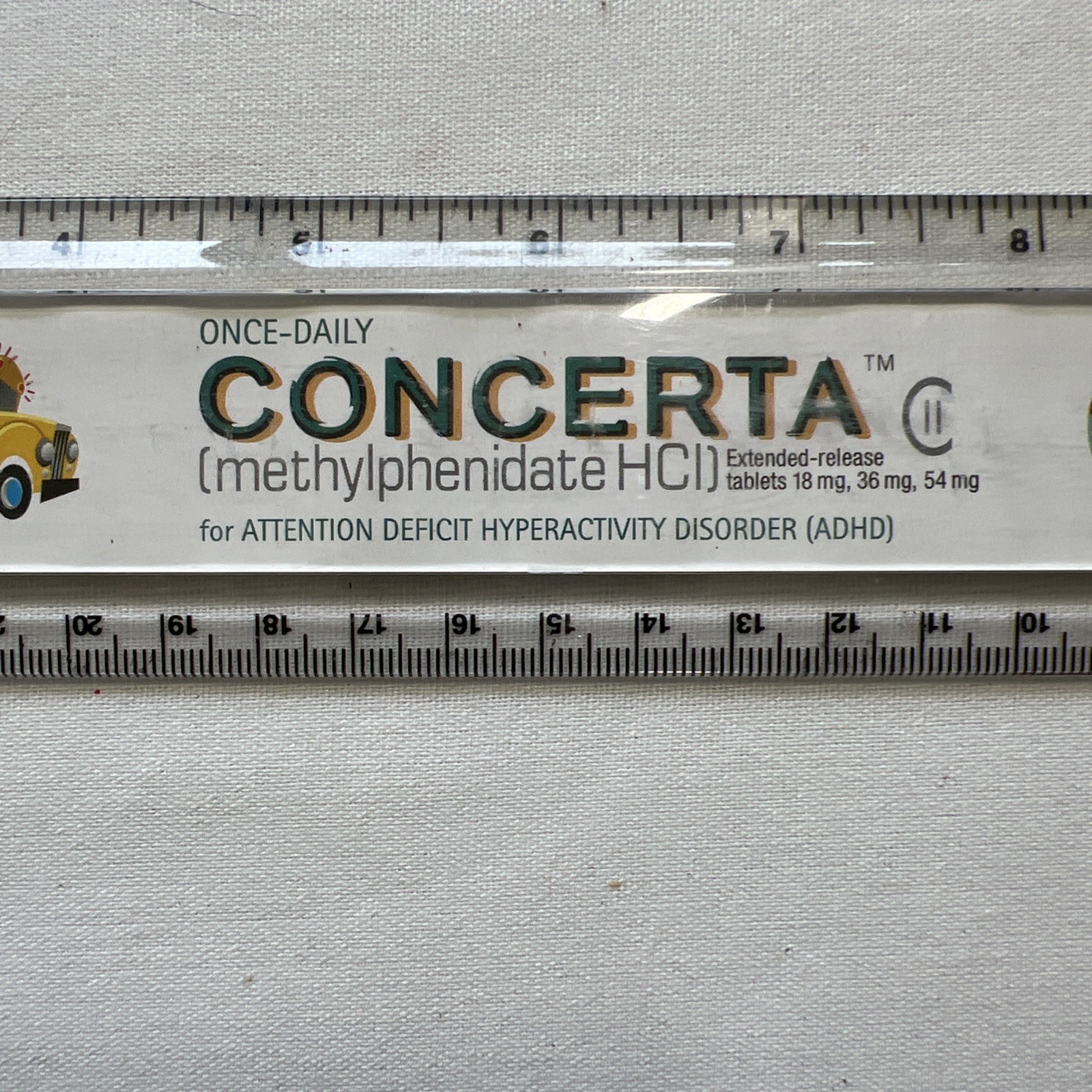 Concerta Pharmaceutical Drug Rep Ruler ADHD School Teacher Graphic Collectible