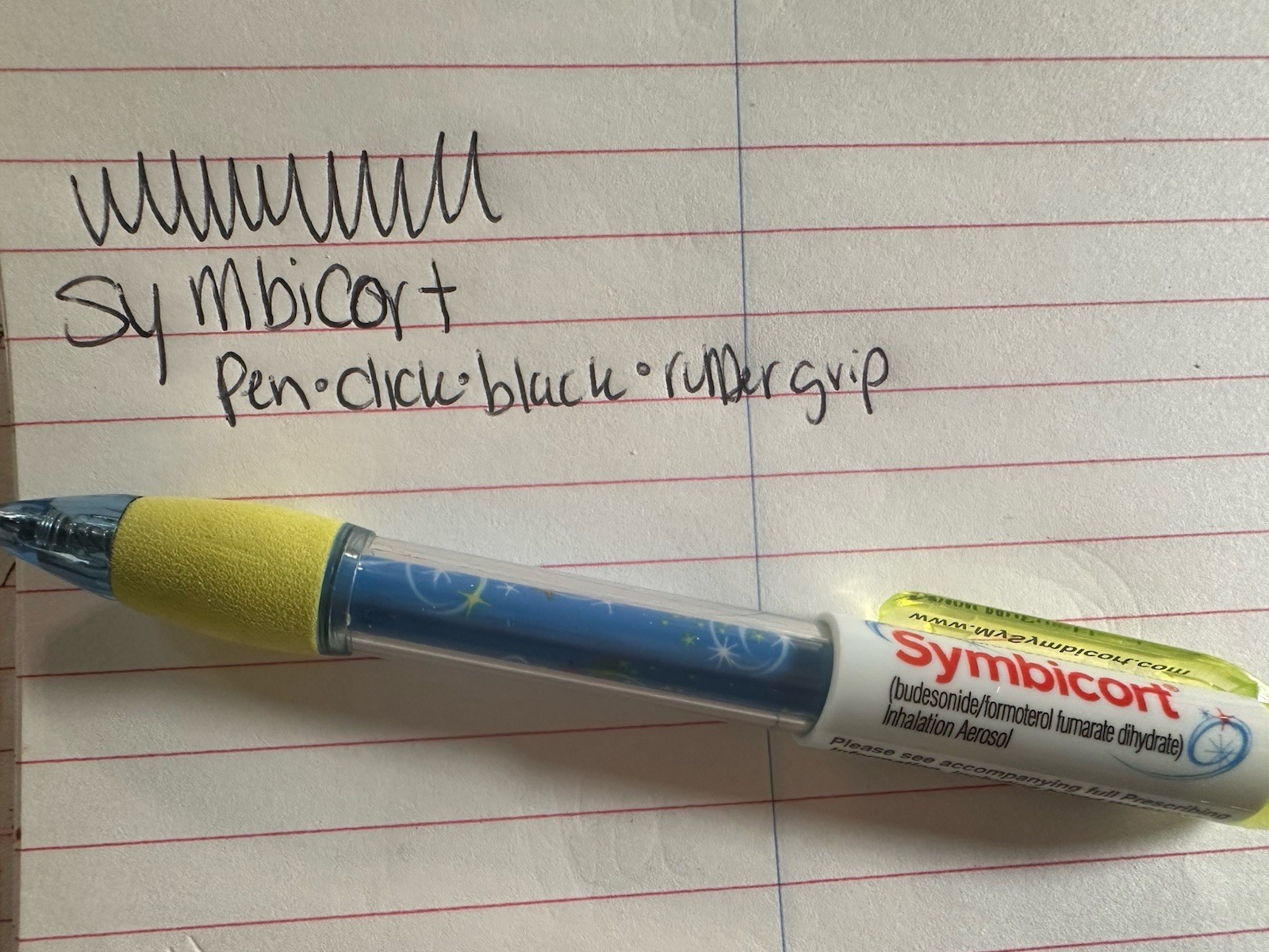 Symbicort • Asthma Med •Drug Rep Click Pen Black Ink Rubber / Foam Grip Works