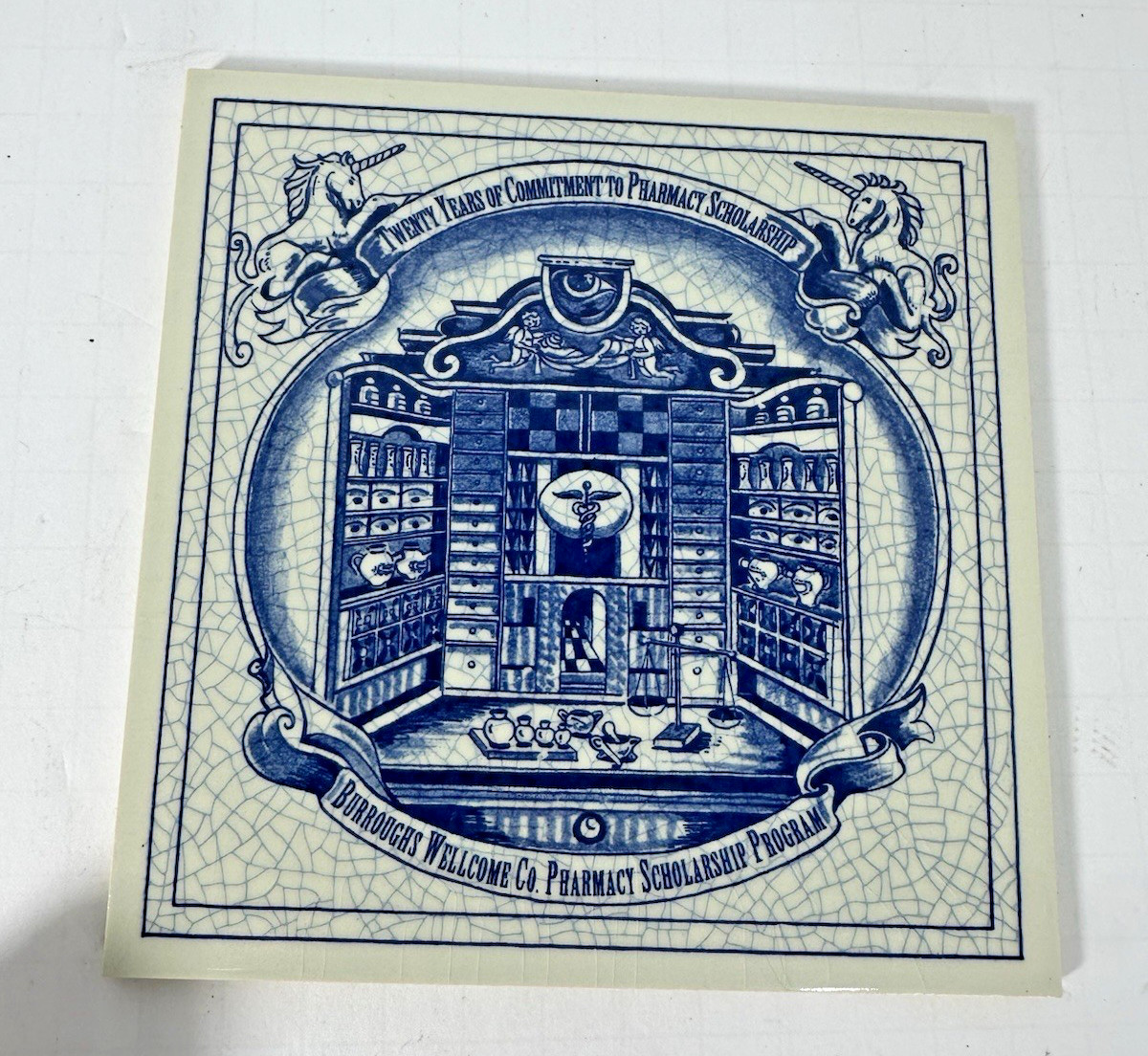 Vintage Blue Delft Tile Uroscopy Pharmacy Scholarship Program Apothecary 7 READ