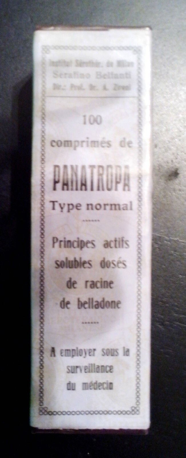 ANTIQUE pharmaceut. Inst.Serother Milano Belfanti”PANATROPA” -unopen.box 100 tbl