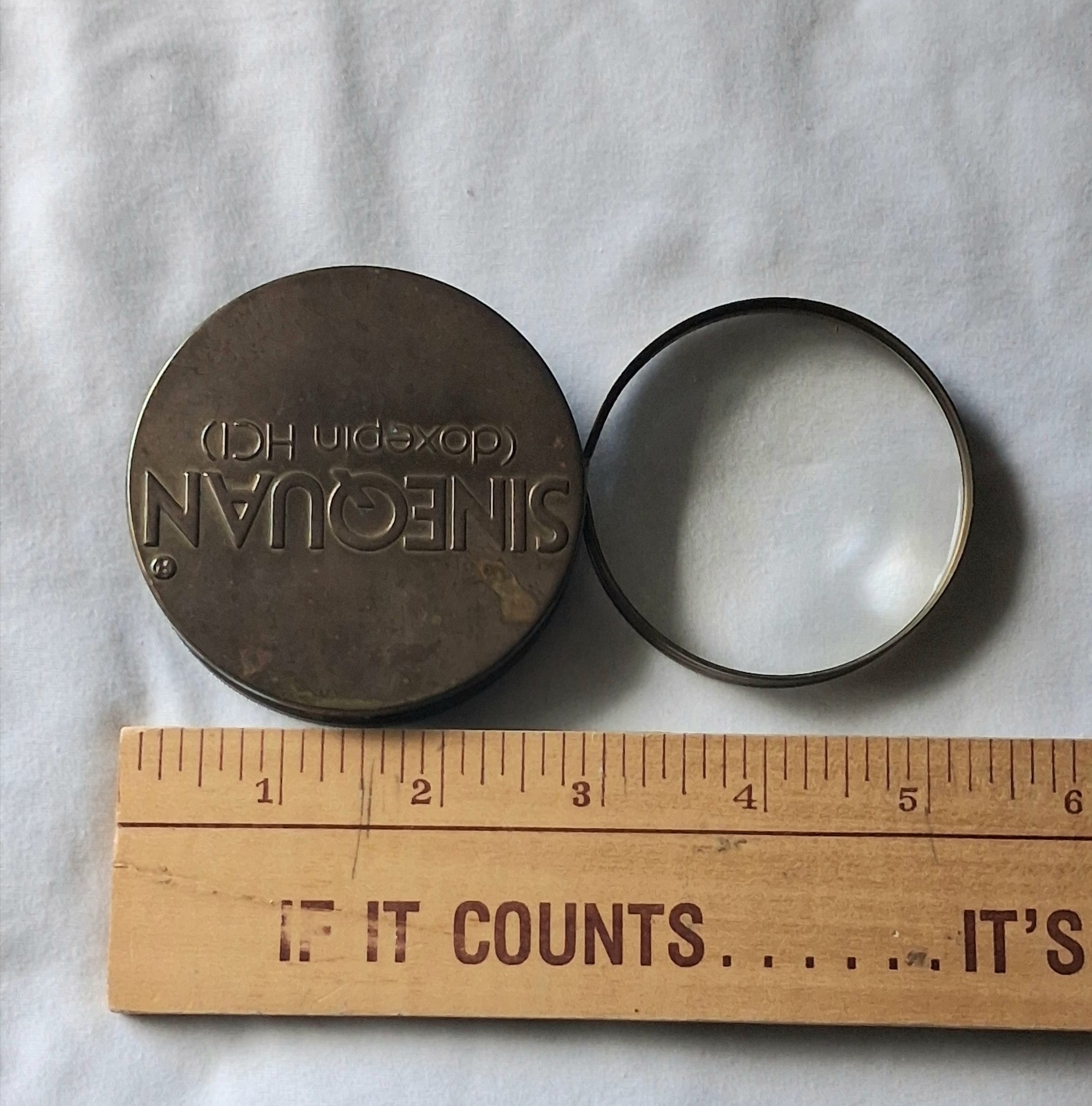 Vintage Sinequan Doxepin Drug Rep Brass Magnifying Glass