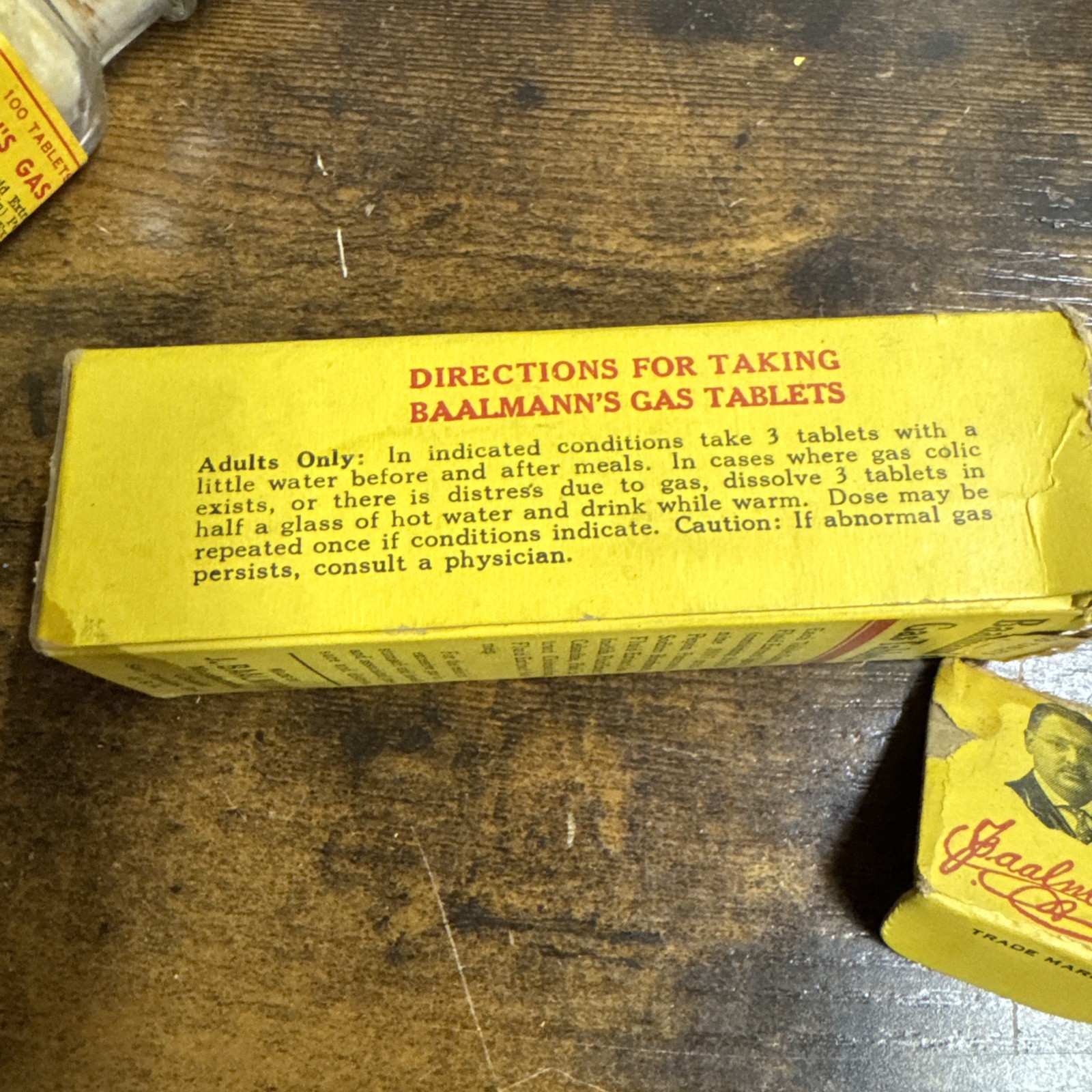 VINTAGE BAALMANN’S Gas Tablets Drugstore Apothecary MCM Medicine Pills Drugs