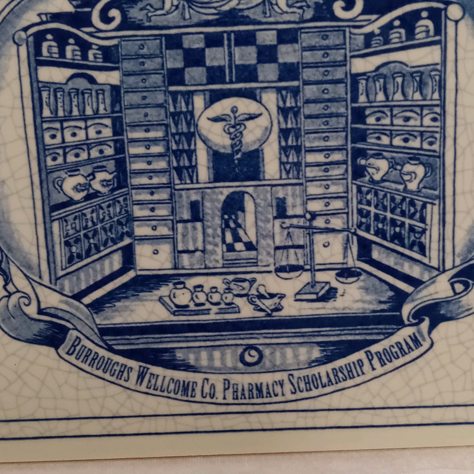 DELFT HOLLAND Pharmacy Tile Burroughs Scholarship Pharmacist Apothecary