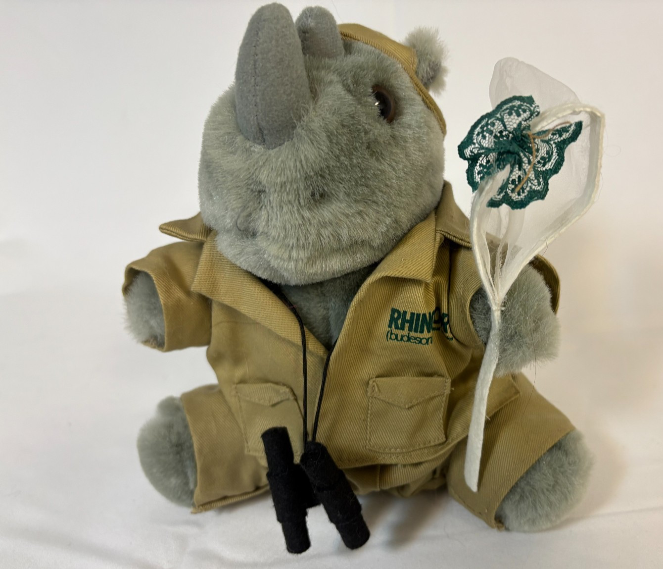 Vintage Rhinocort Nasal Spray Pharmaceutical Rhino Plush Butterfly Catcher