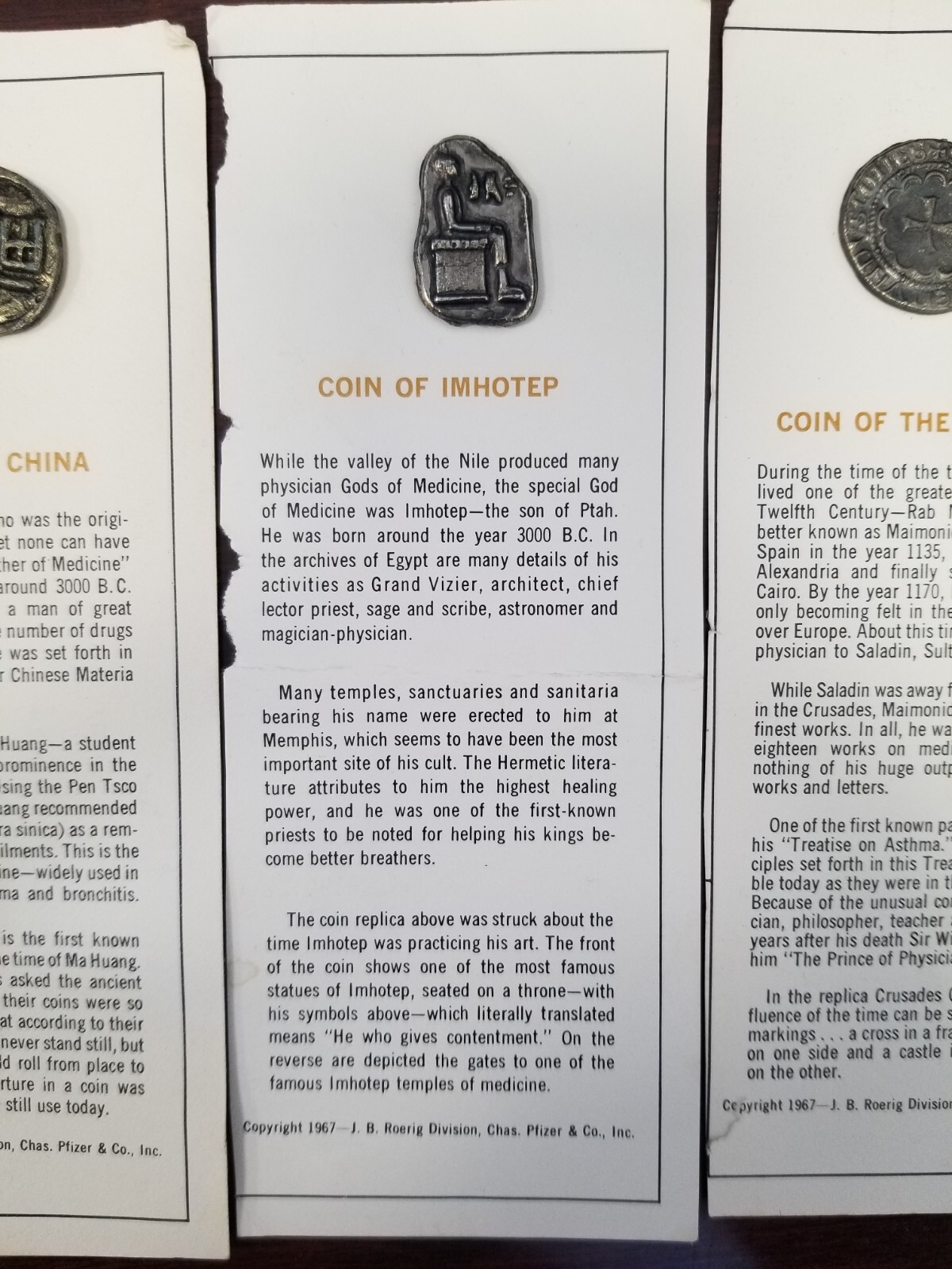 1967 Pharmaceutical Advertising Coins of Medicine Marax/Pfizer – Lot of 11