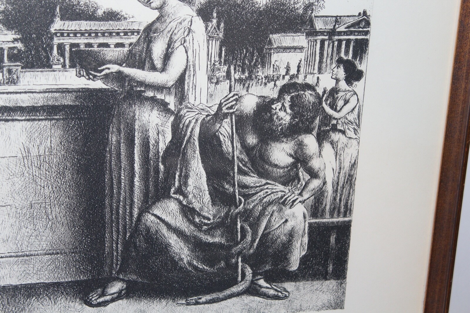 Pharmaceutical Lithograph Hermes Hygeia Alsculapins Panacea Signed Castillo