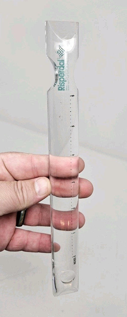 VTG Risperdal Risperidone Drug Rep Swag Hard Plastic Acrylic Magnifying Ruler