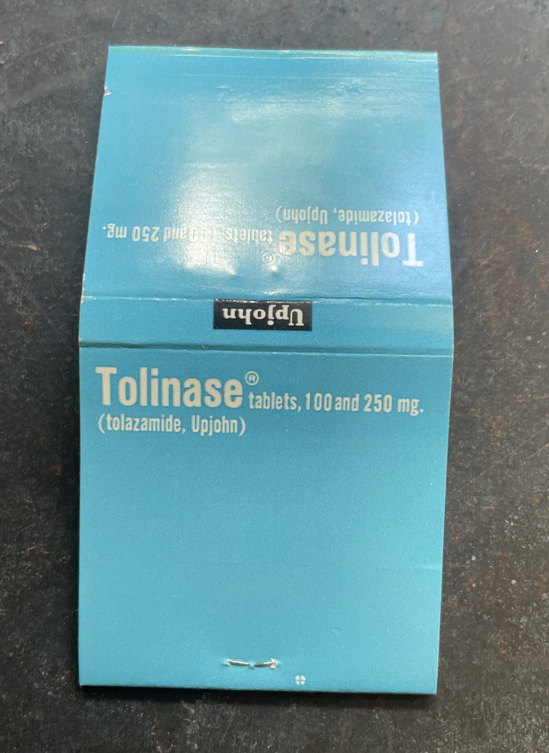 Vintage Matchbook Tolinase Upjohn Advertisement Pharmaceutical Promo Drug Rep