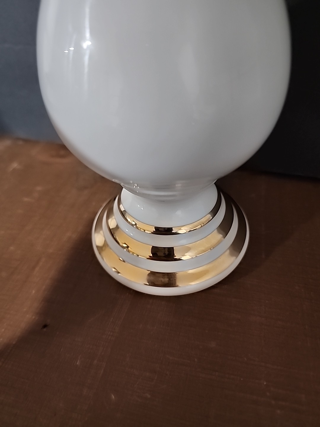 Owen Illinois Pharmacy Finial Globe Vintage Decorative Drug Store White and Gold