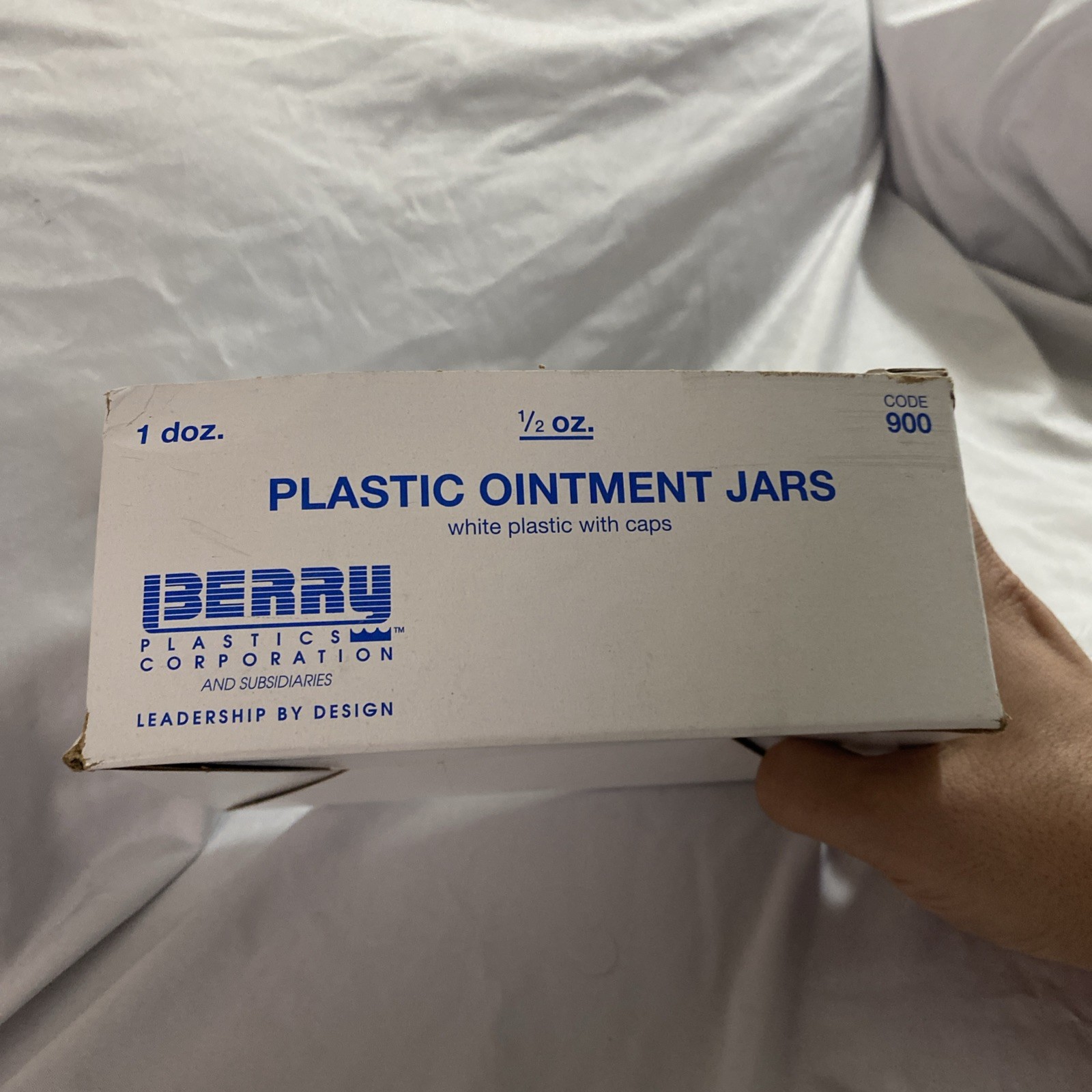 BERRY Plastics Corporation Plastic Ointment Jars 1/2 Oz White Plastic With Caps