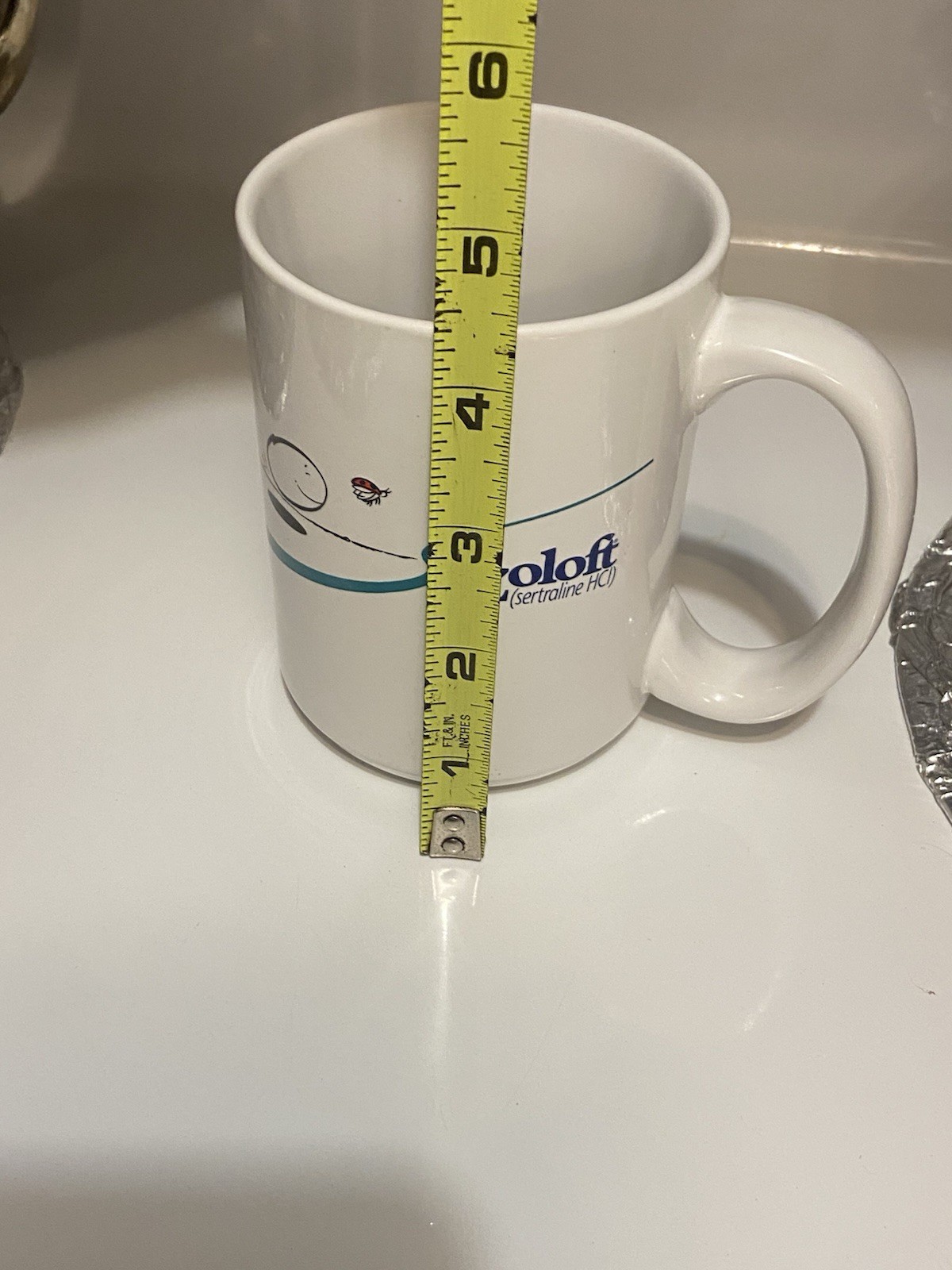 Pfizer Zoloft Coffee Mug Cup White Blue Pharmaceutical Promo Rep Advertising VTG