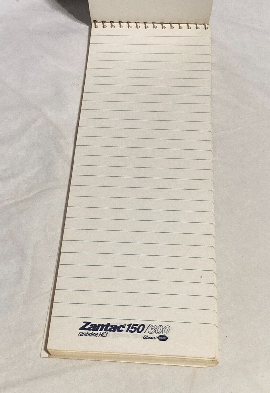 Vntg Glaxo Pharmacy Want Book: Ceftin, Zantac ruled Spiral notebook, 11″ L 2pc