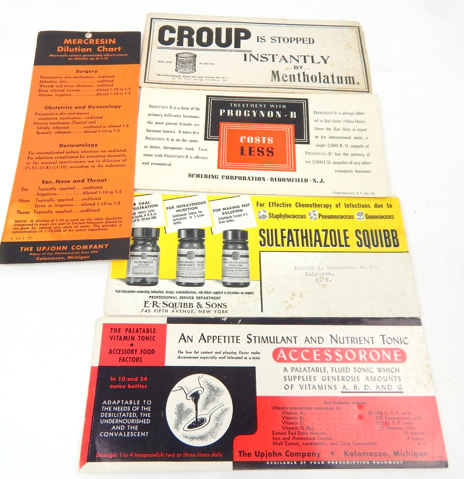 2K Lot Of 5 Pharmacy Medicine Medical Advertising Cards Drug Manufacturers VTG