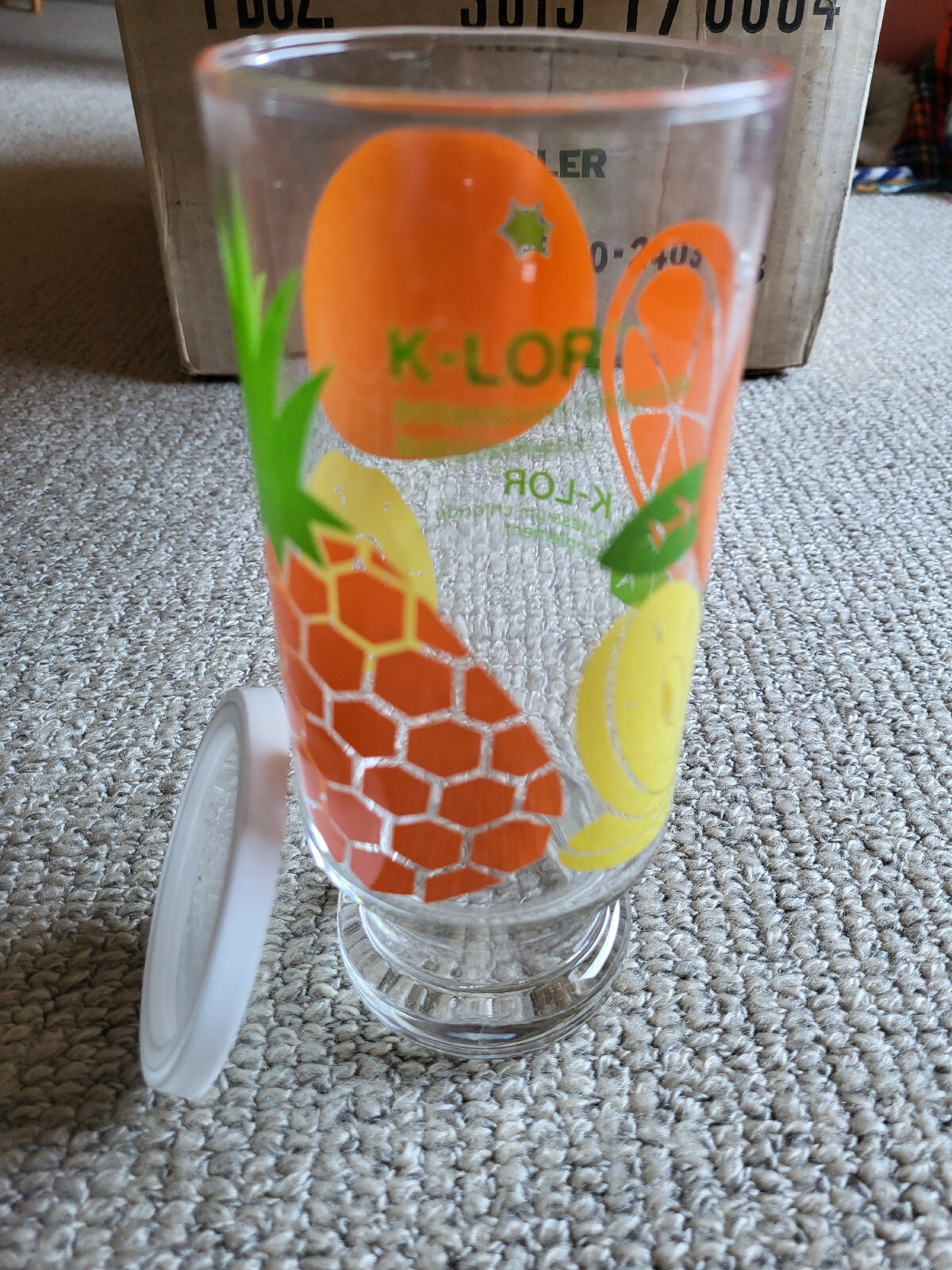 Never used: 12 K-LOR Fruit Tumblers Glasses Physician’s sample promotion in box