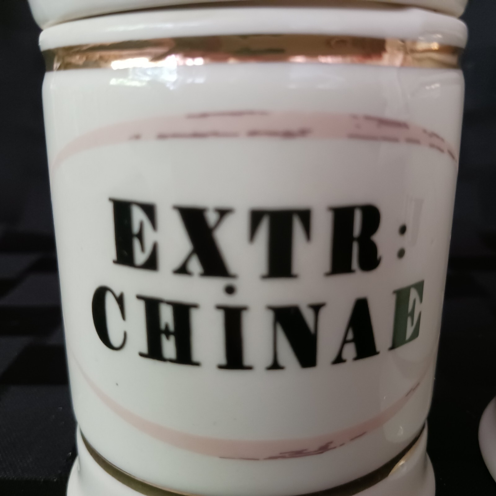 Vintage Style Porcelain European Script Apothecary Jar Set/3