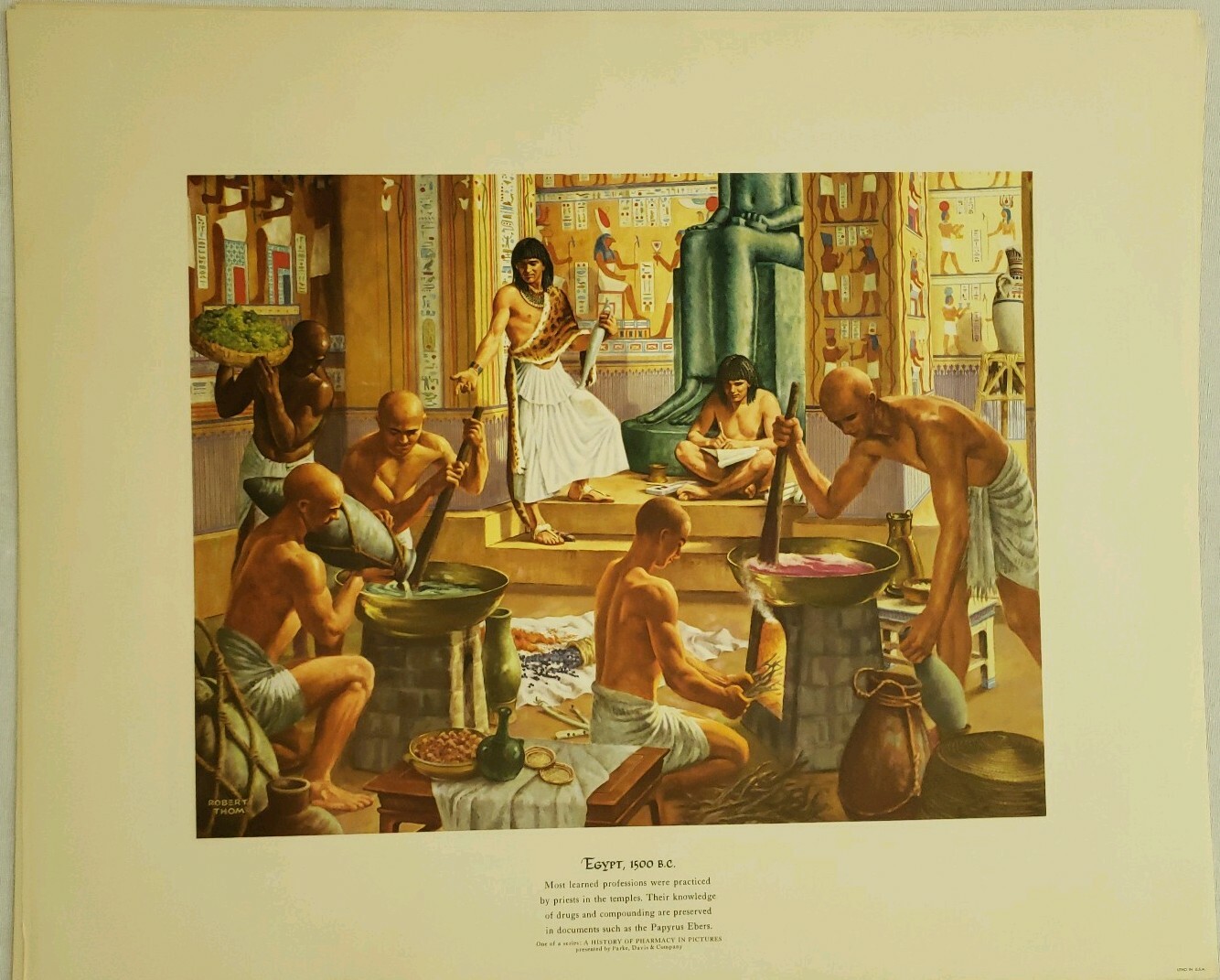 Vintage 1951 Set of 6 Parke Davis A History Of Pharmacy In Pictures Lithographs