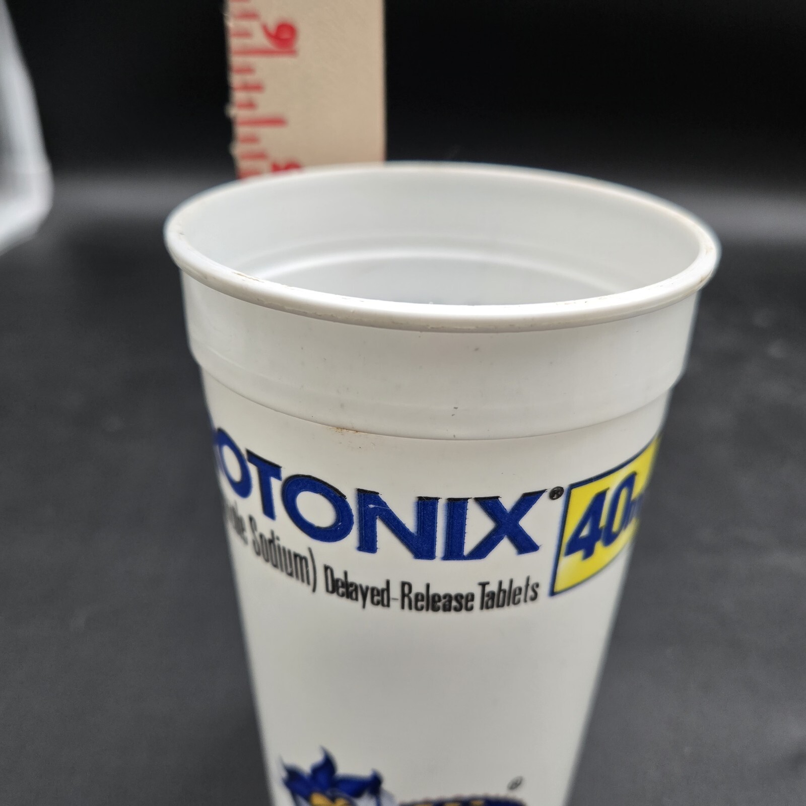 Vintage Protonix Pharmaceutical Promo Cup Blue Monster Mascot Pharma Swag