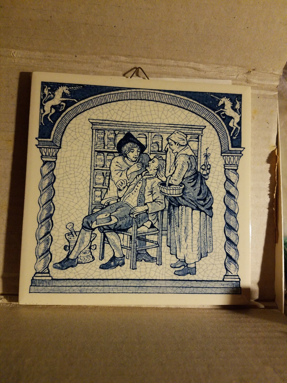 BURROUGHS WELLCOME Pharmacy Pill Tile Handmade DELFT Apothecary #6