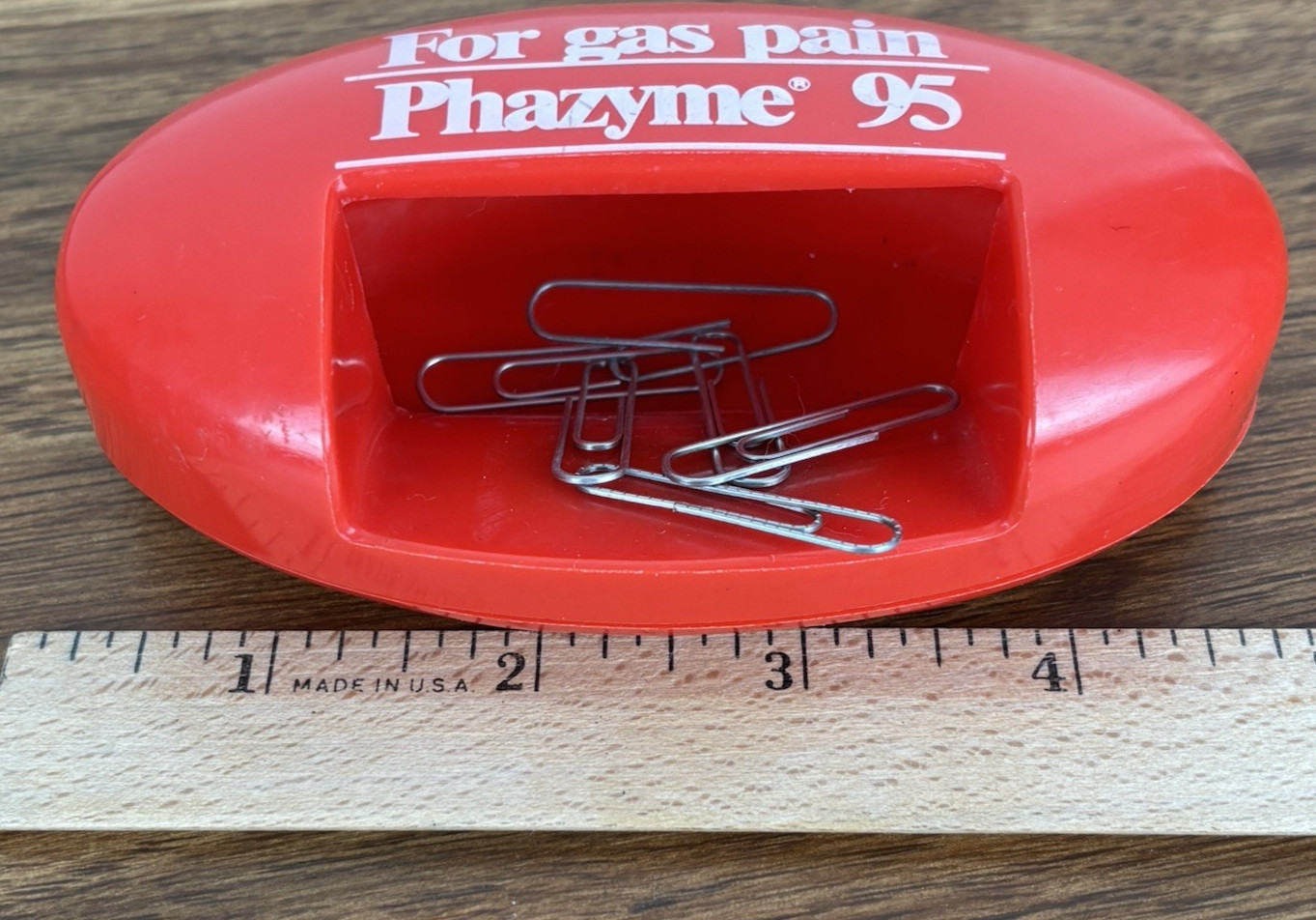 Phazyme 95 Pharmaceutical Paper Clip Holder Red Plastic Drug Rep Promo Vtg