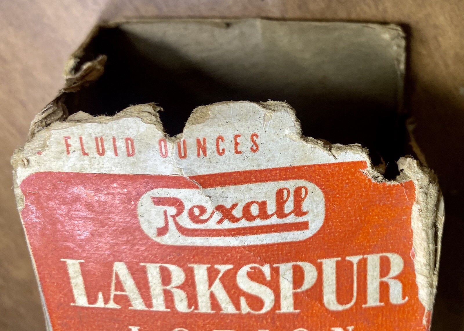 Vintage Rexall Drug Co Larkspur Lotion w/ Box POISON Hazel Atlas Blue Bottle