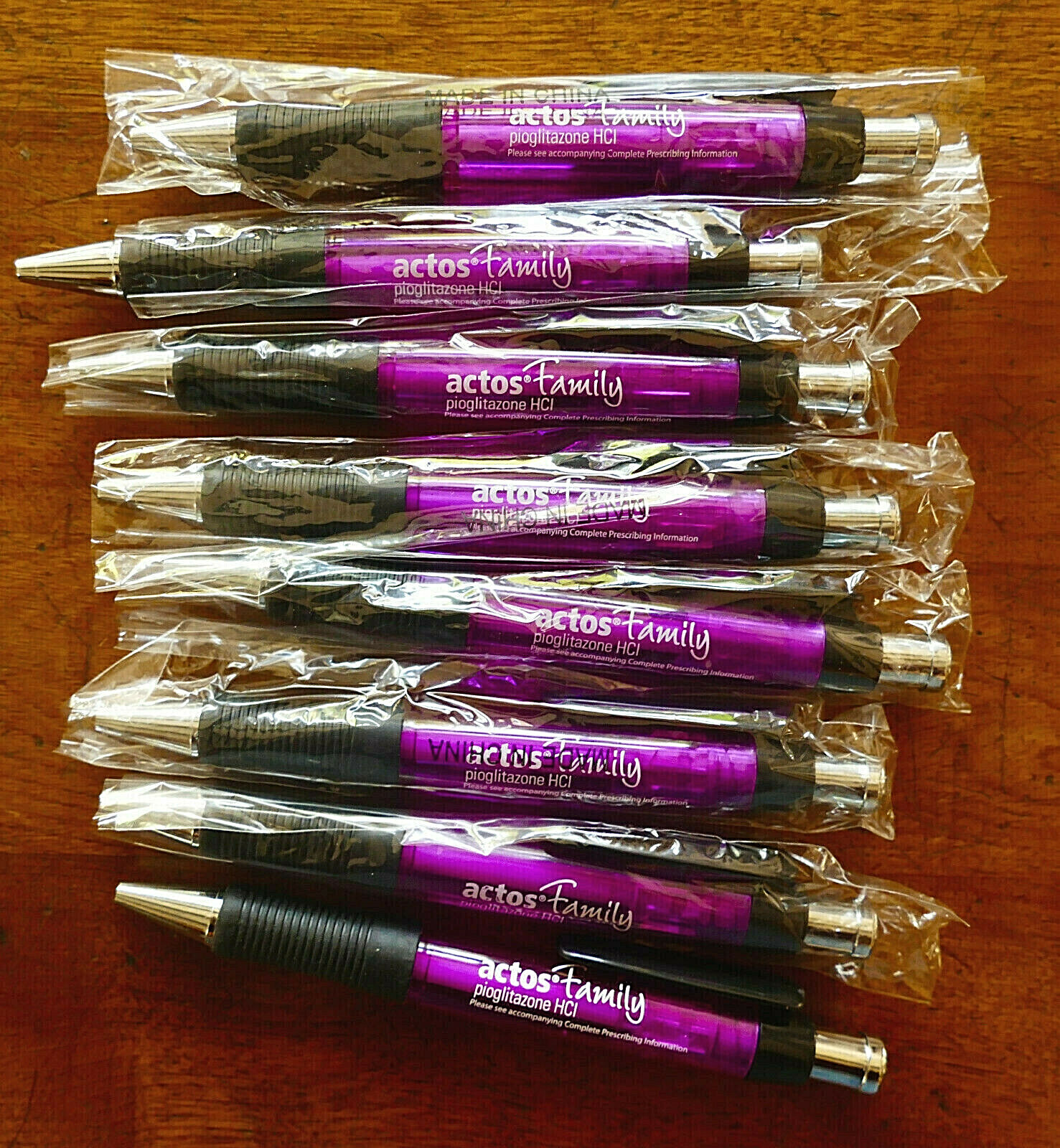 ACTOS FAMILY Drug Rep PHARMA PENS NOS NEW Lot 8 Stored Case Purple Rubber