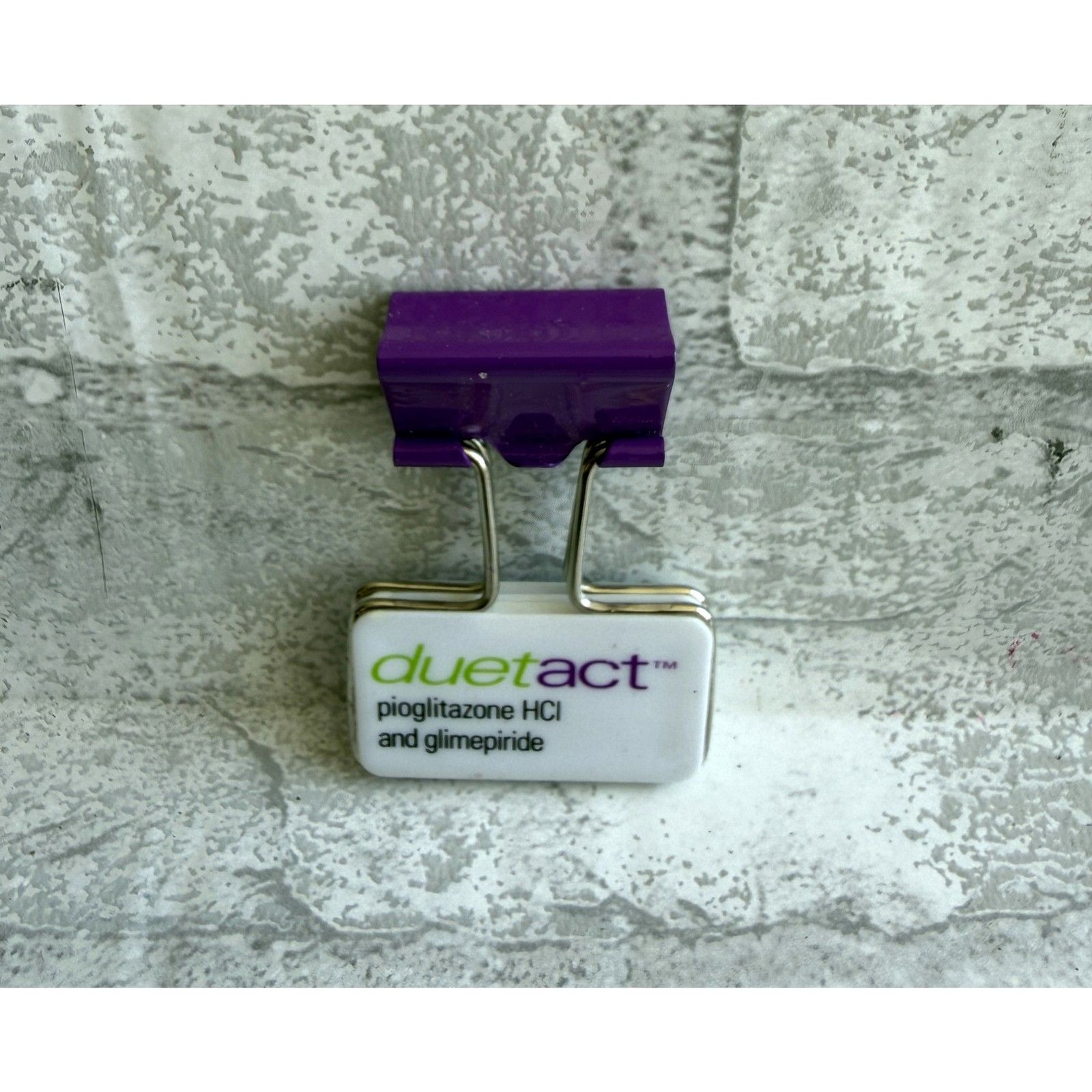 Duetact Pharma Advertising Large Paper Clip Medical Collectible Retro Art