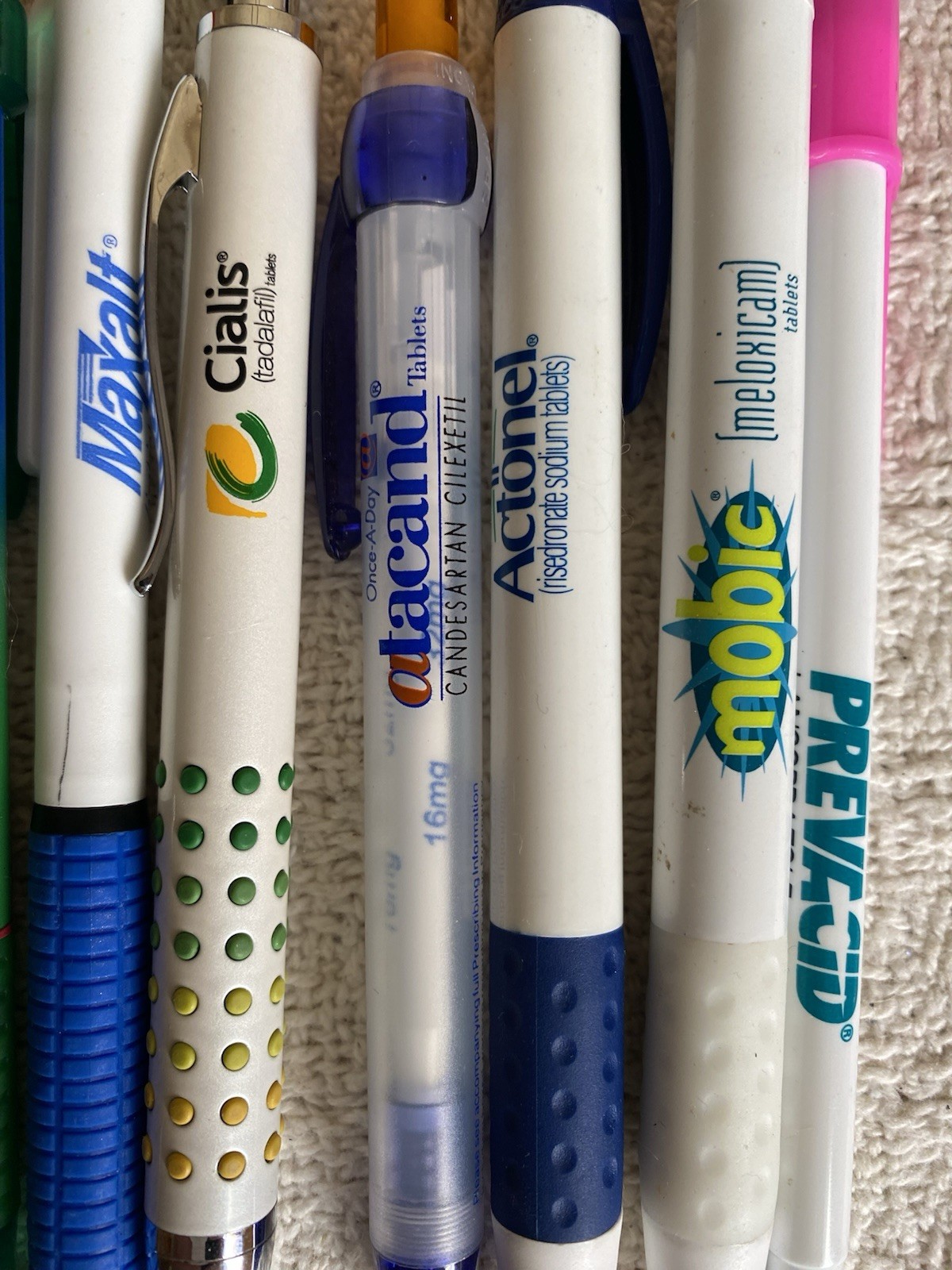 Lot Of 8 Pharmaceutical Drug Rep Pens Fosomax Cialis Actonel Mobic +++ READ