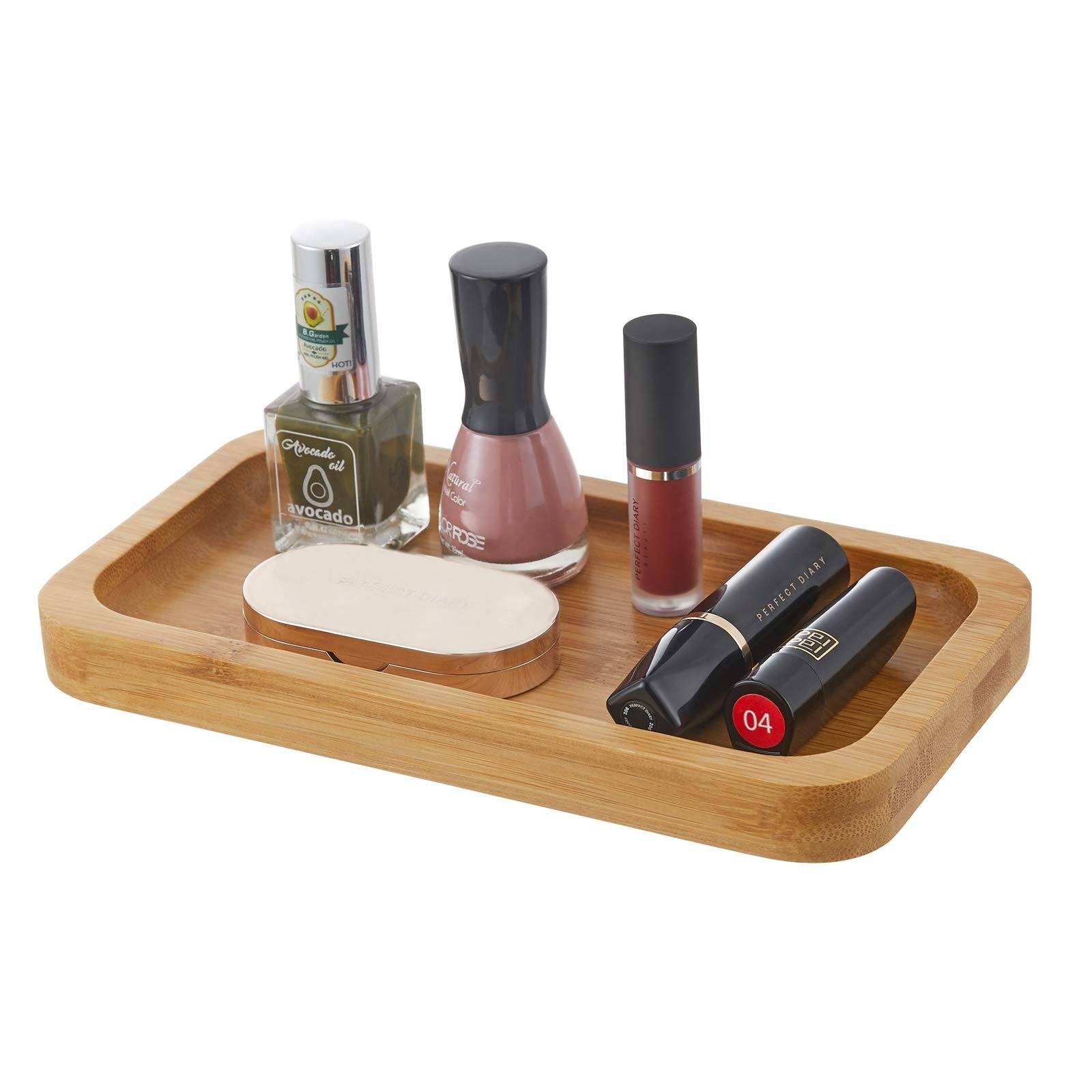 INIUNIK Glass Qtip Holder with Vanity Tray, Apothecary Jars Bathroom Accessor…