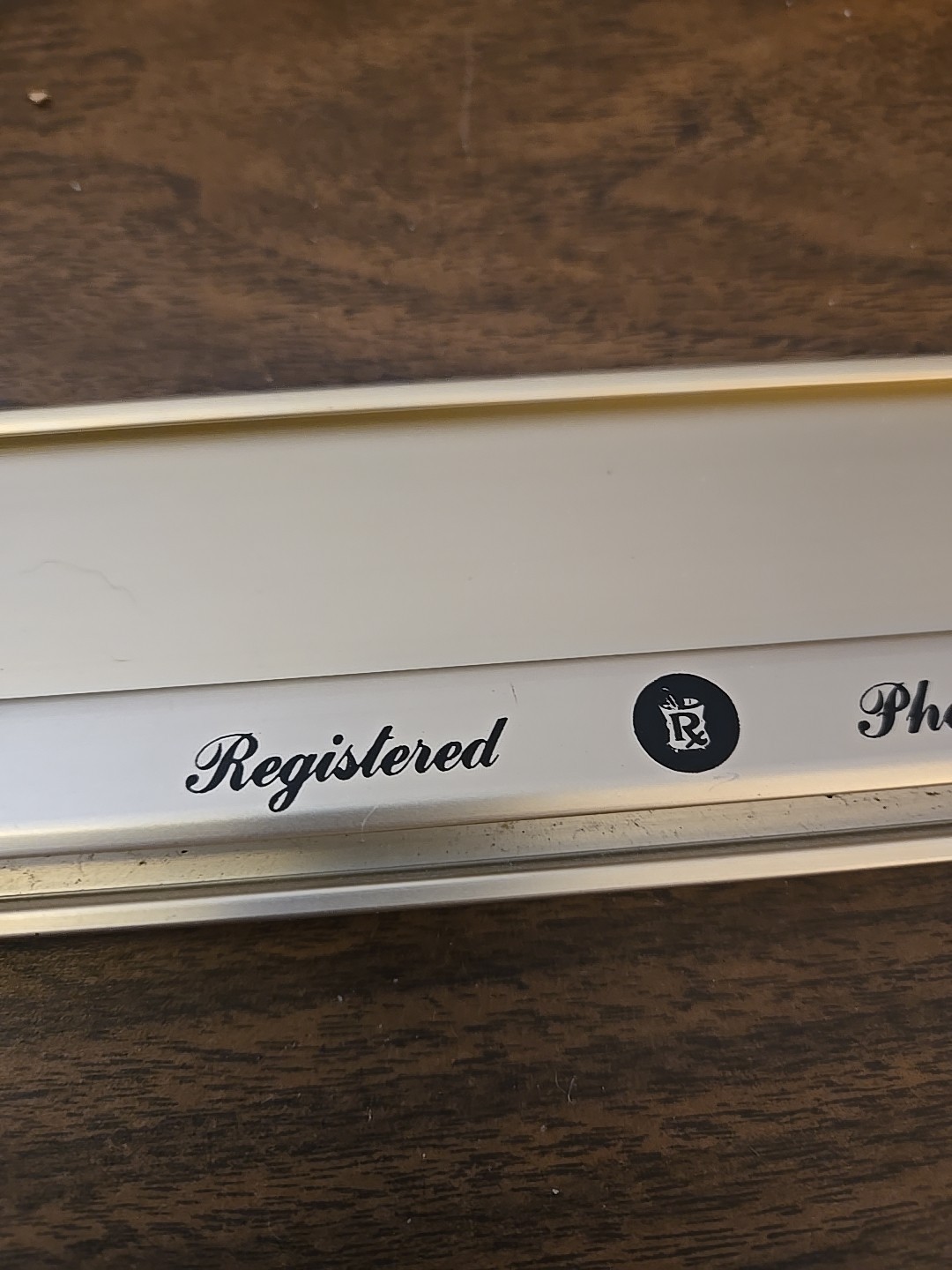 Vintage Pharmacy Apothecary Pharmacist Drug Upjohn Name Plate Desk Holder 1970s?