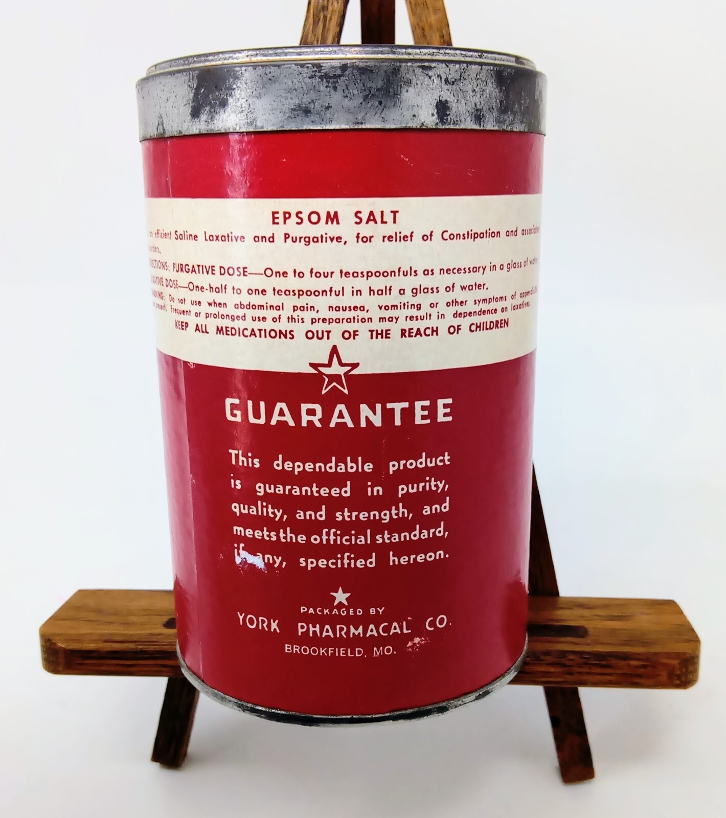 Vintage Round Box Full of York Pharmacal Co. Epsom Salt ‘Magnesium Sulphate 1 Lb