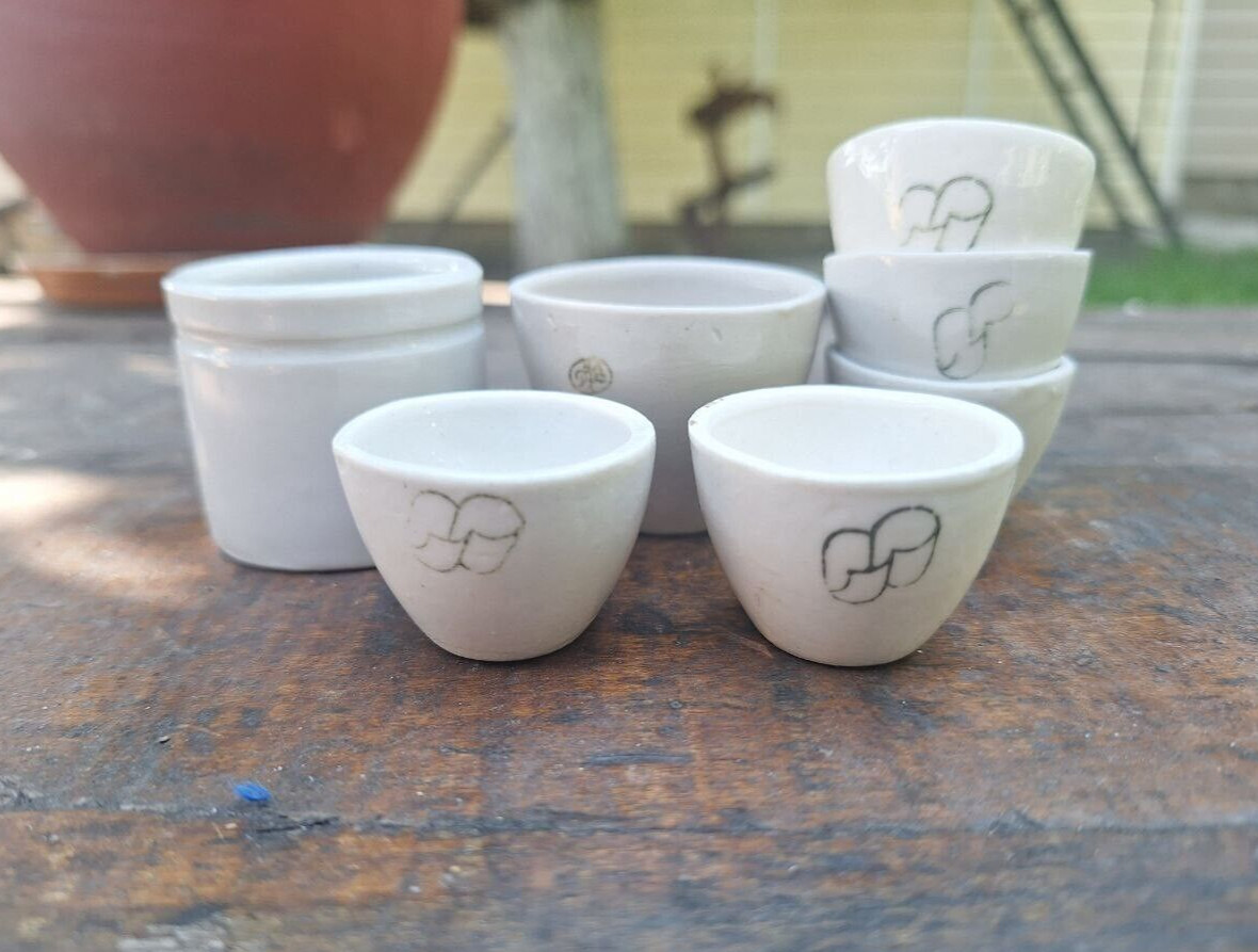 Ceramic laboratory crucible, Miniature medical cup, Mini scientist porcelain cup