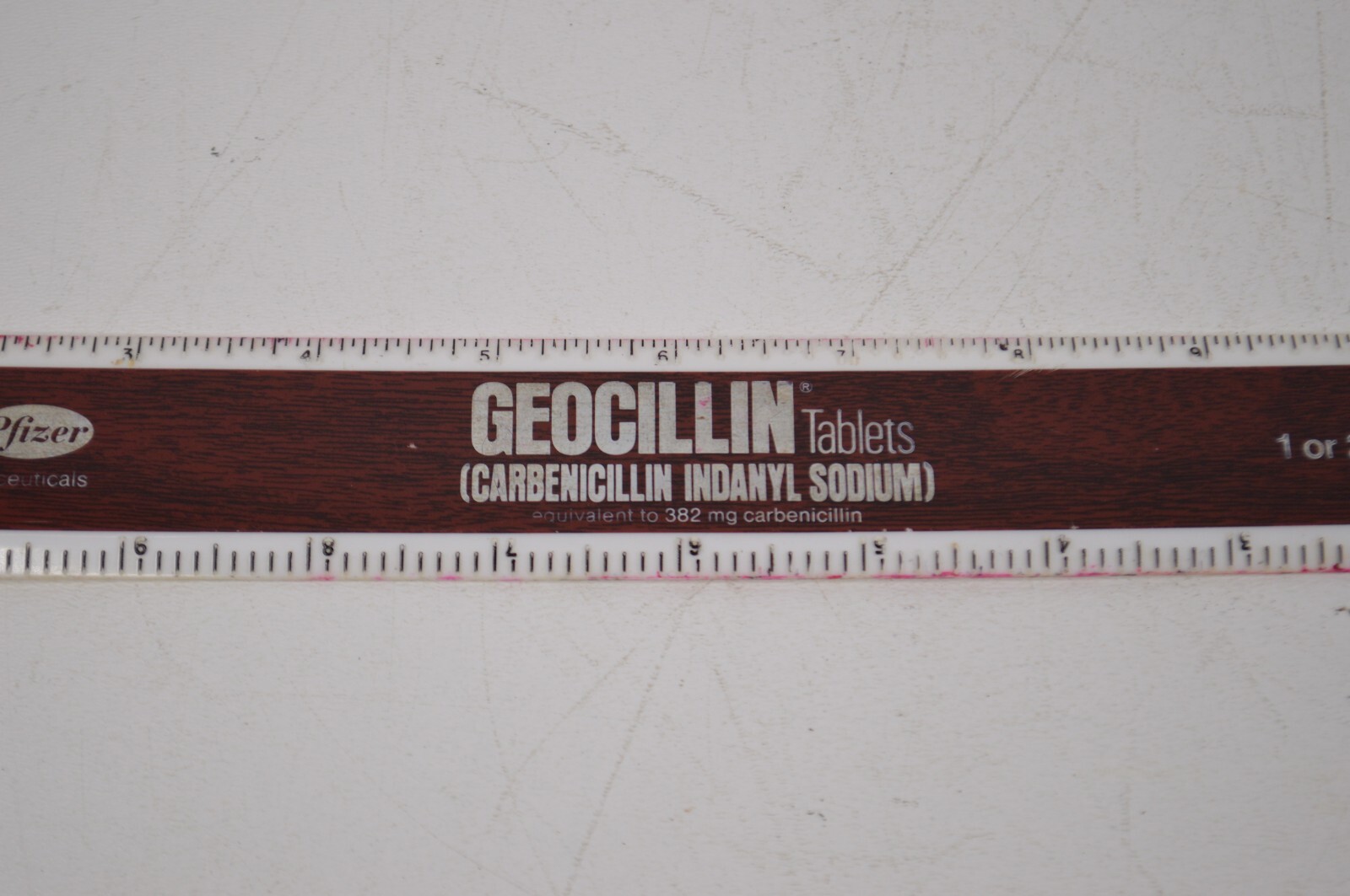 Vintage Geocillin Pharmaceutical Promotional Ruler Roerig Pfizer 70s Drug Promo